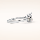 0.81 CT Pear Shaped Three Stone Moissanite Engagement Ring