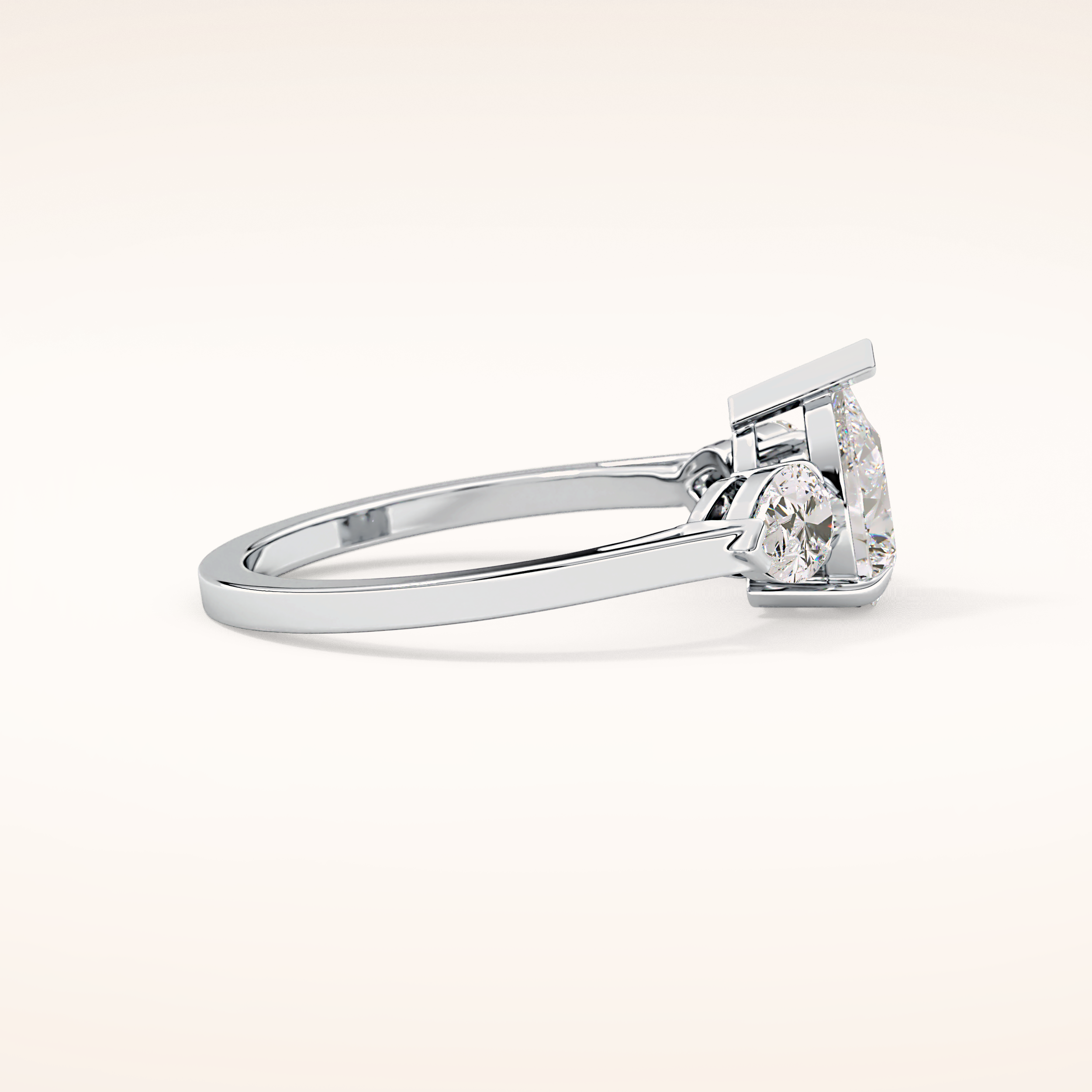 0.81 CT Pear Shaped Three Stone Moissanite Engagement Ring