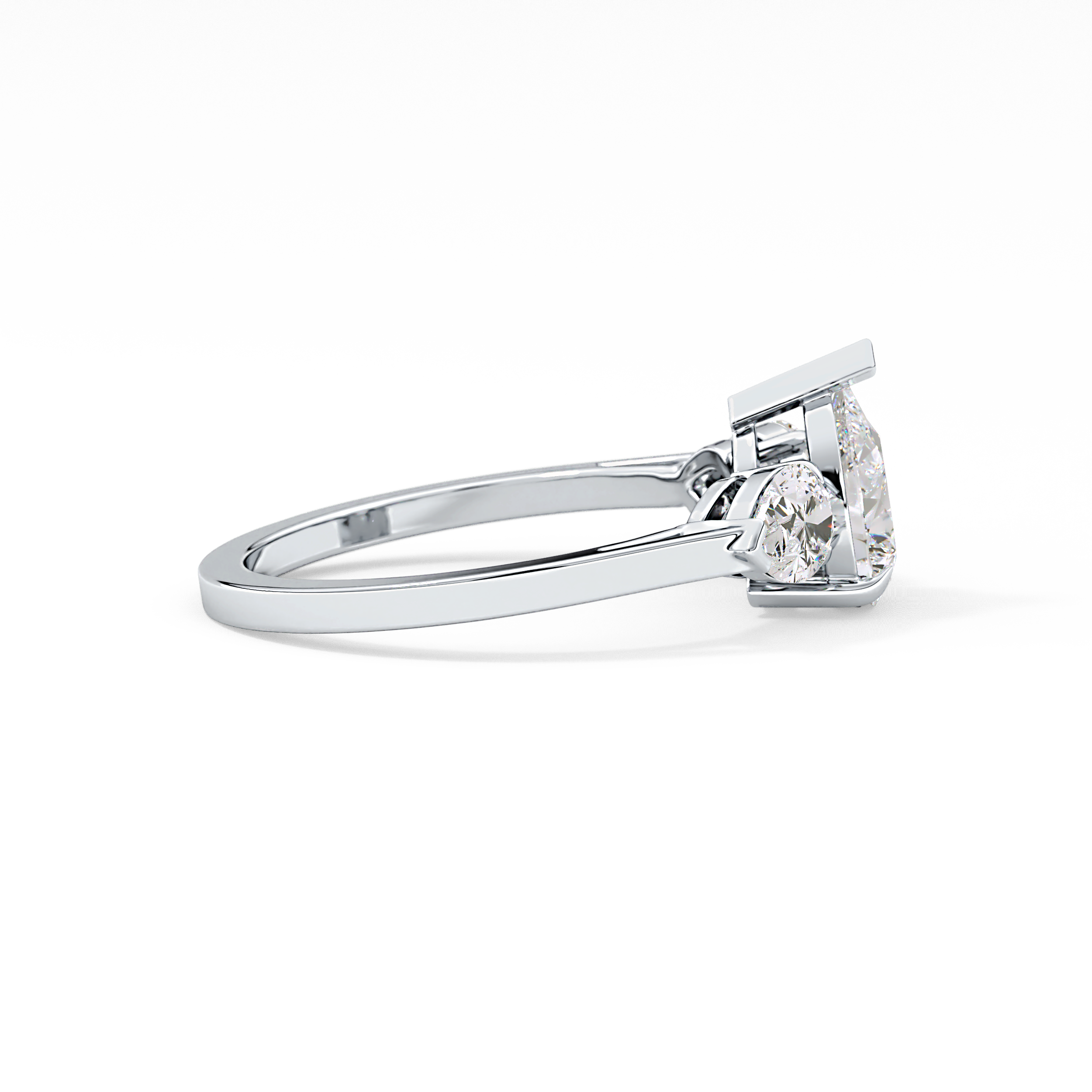 Pear Three Stone Lab Grown Diamond Engagement Ring