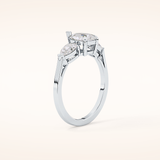 0.81 CT Pear Shaped Three Stone Moissanite Engagement Ring