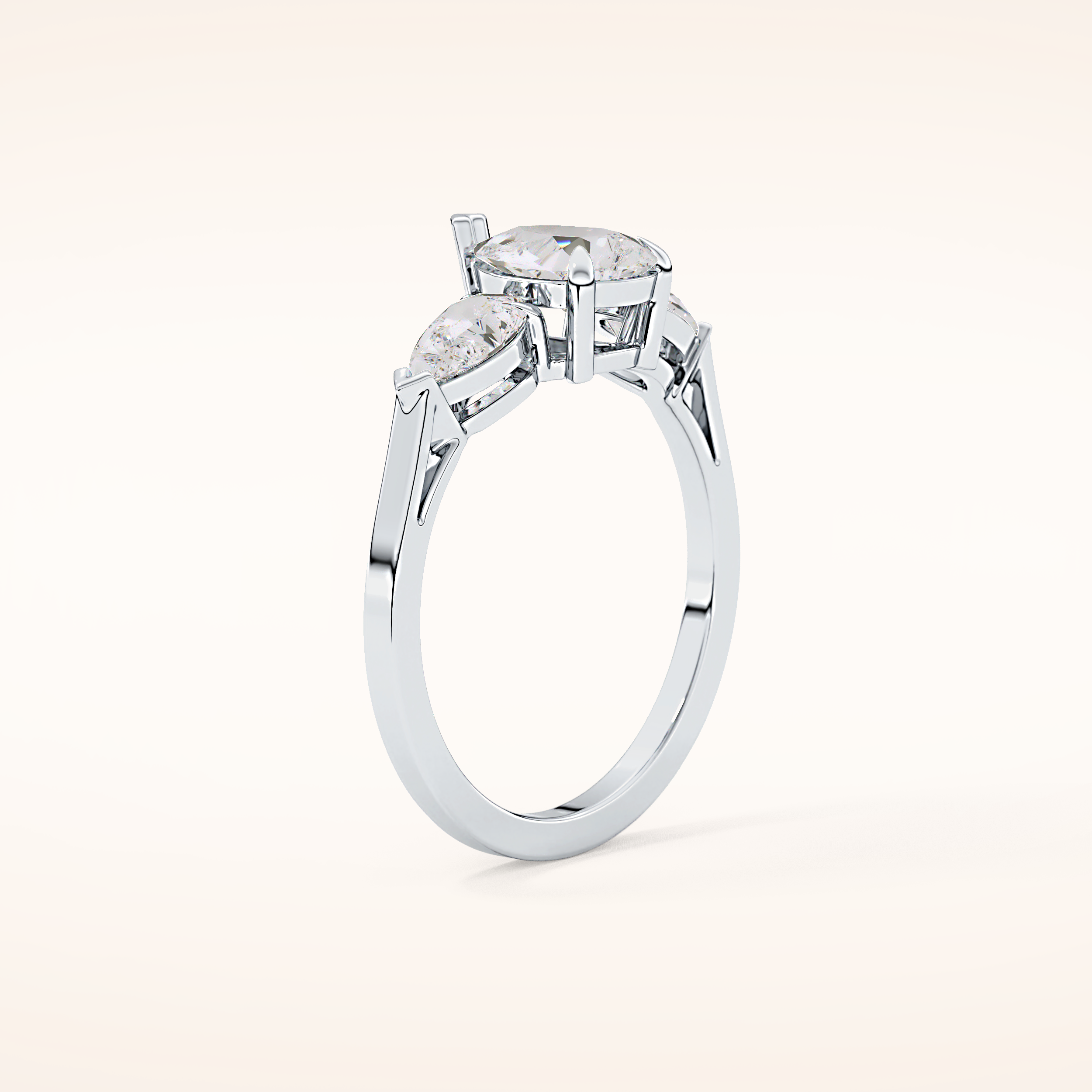 0.81 CT Pear Shaped Three Stone Moissanite Engagement Ring