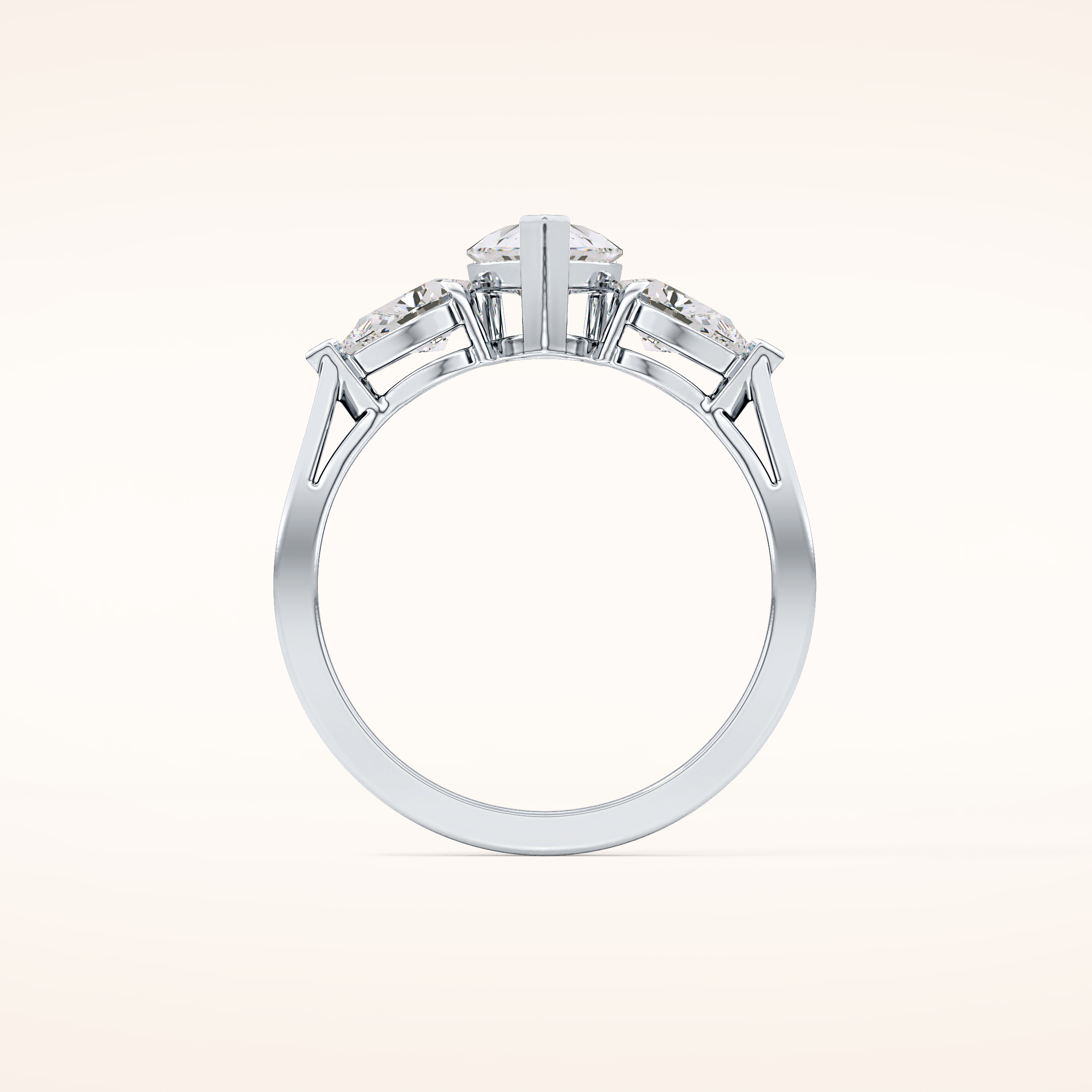 0.81 CT Pear Shaped Three Stone Moissanite Engagement Ring