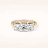 1.04 CT Princess Shaped Three Stone Moissanite Engagement Ring