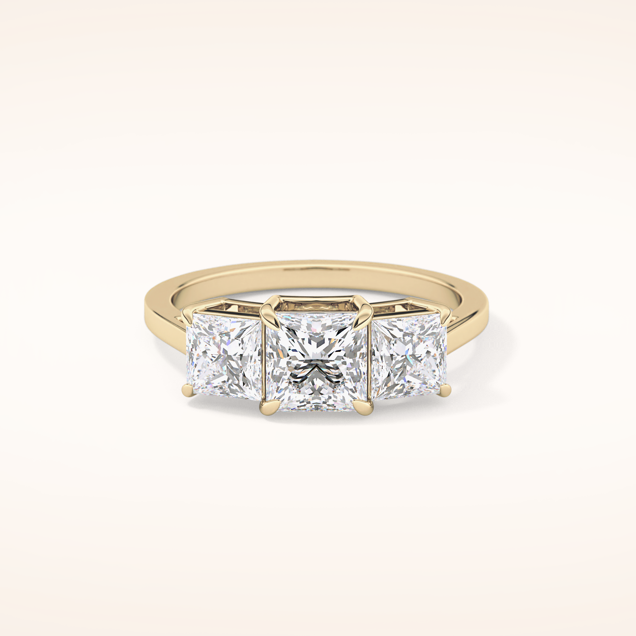 1.04 CT Princess Shaped Three Stone Moissanite Engagement Ring