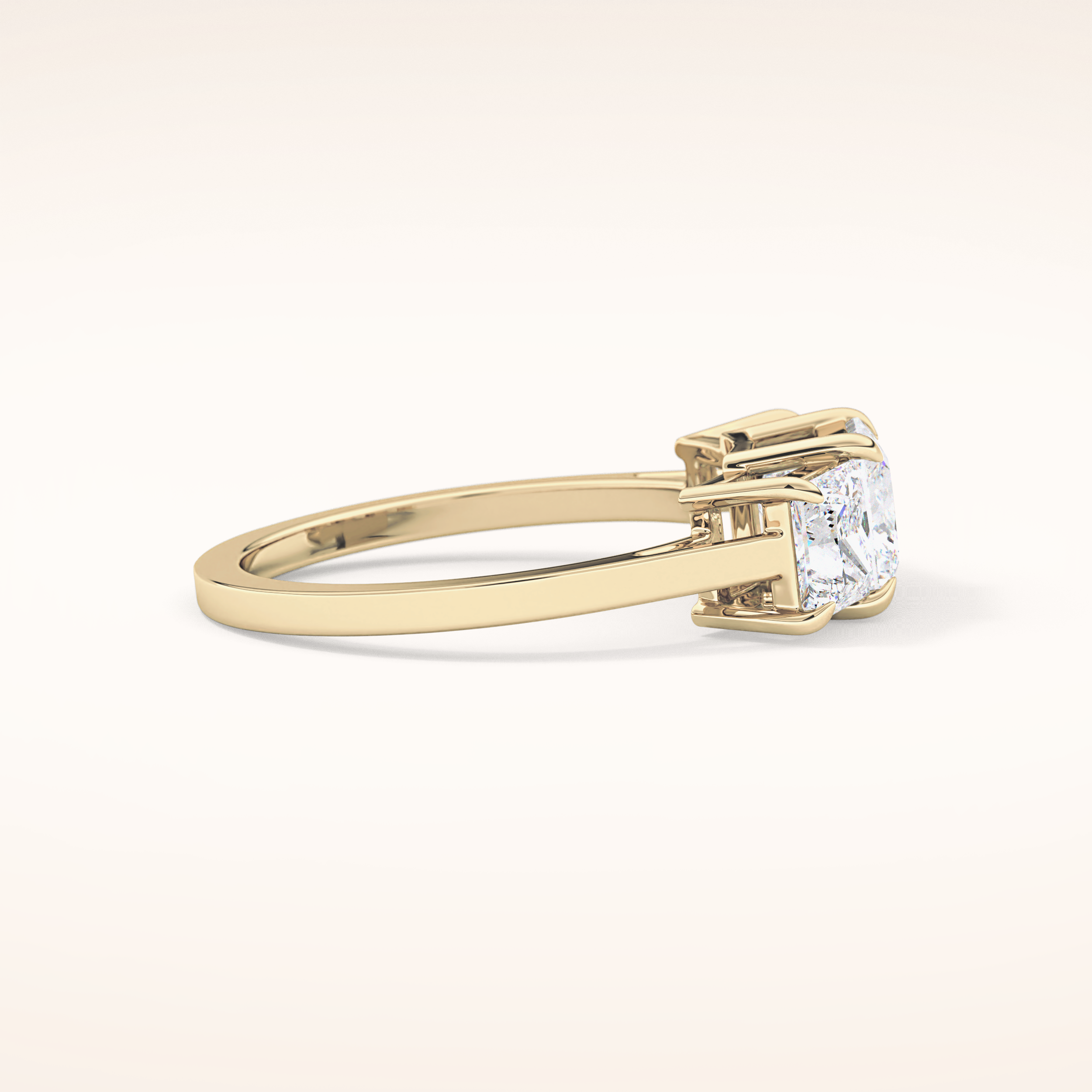 1.04 CT Princess Shaped Three Stone Moissanite Engagement Ring