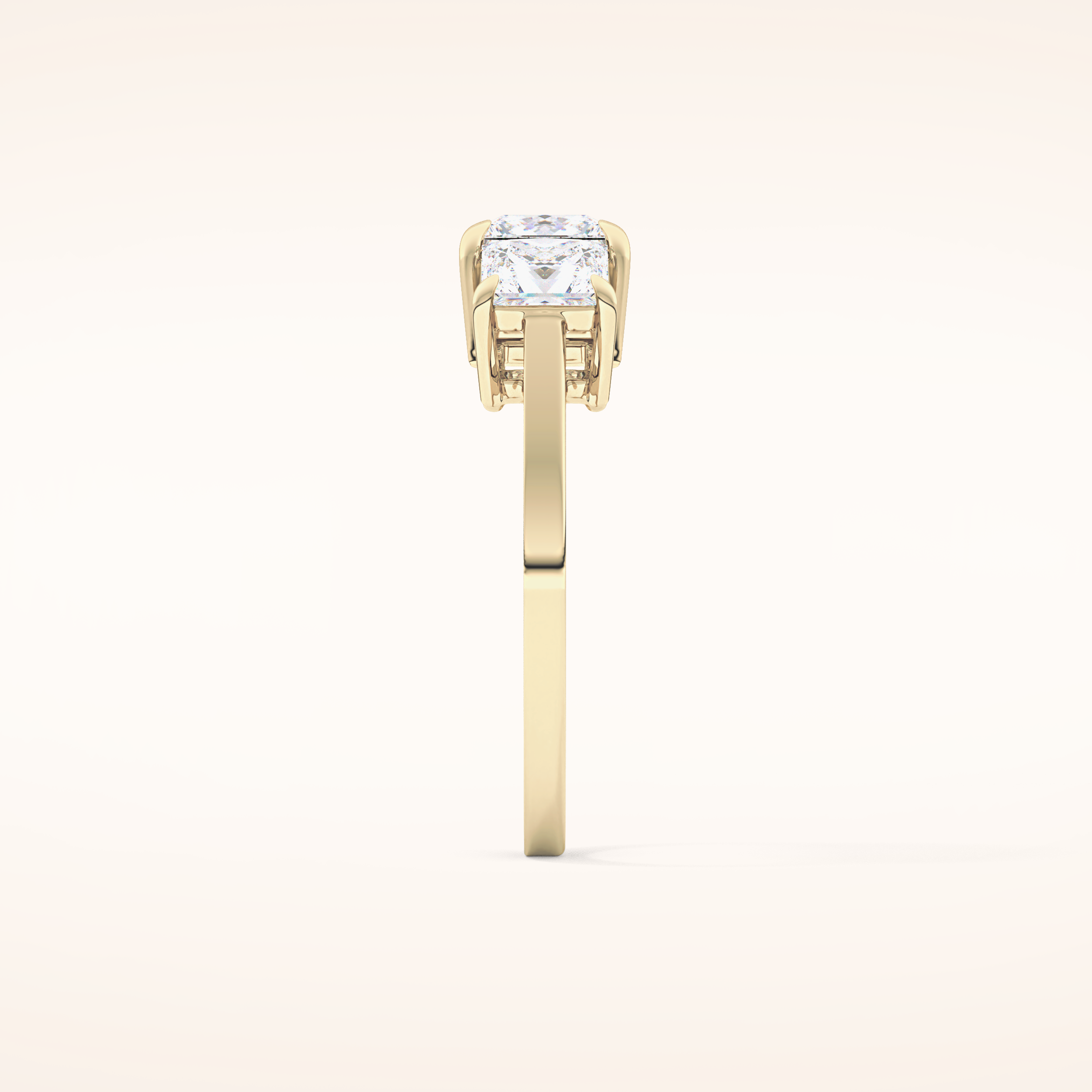 1.04 CT Princess Shaped Three Stone Moissanite Engagement Ring