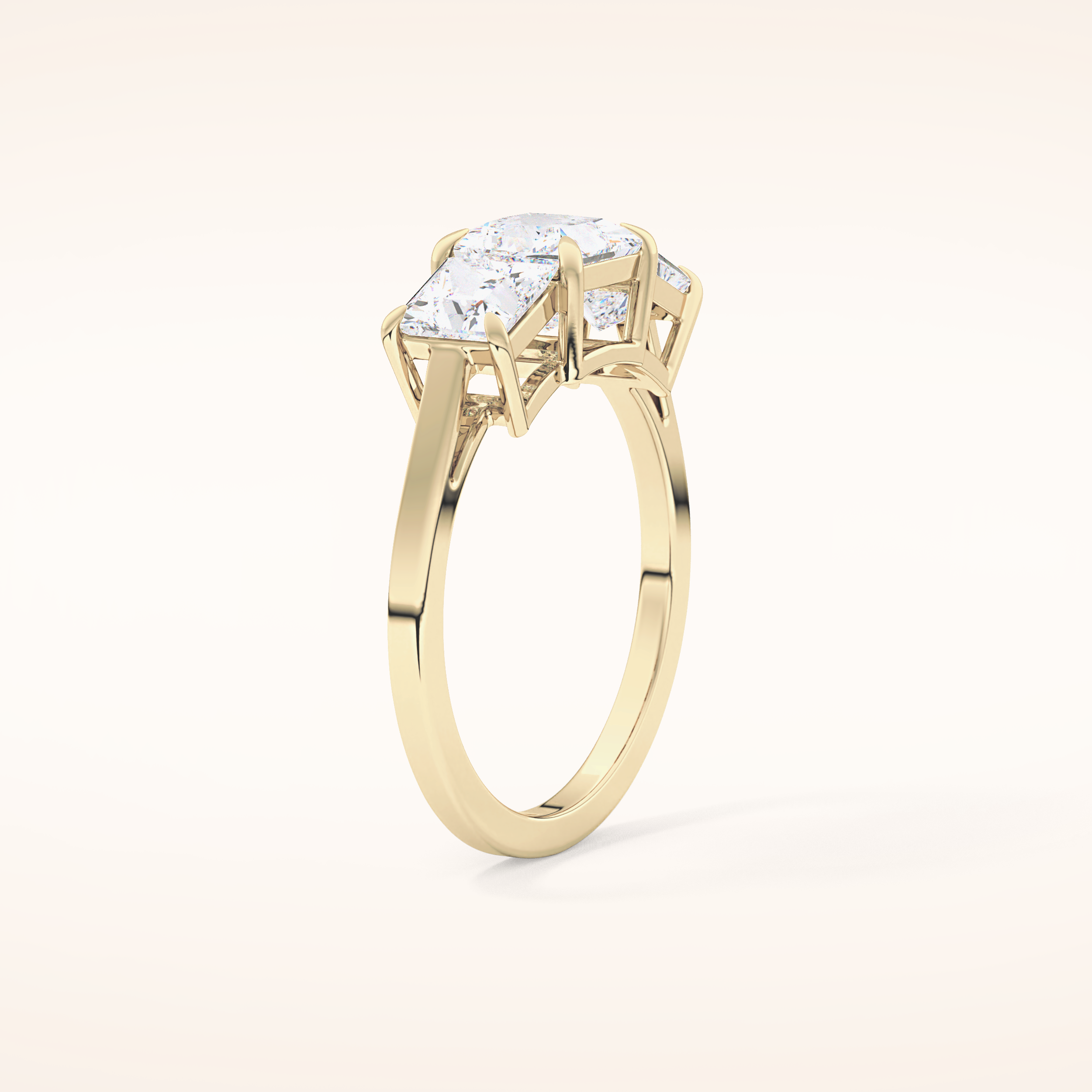 1.04 CT Princess Shaped Three Stone Moissanite Engagement Ring