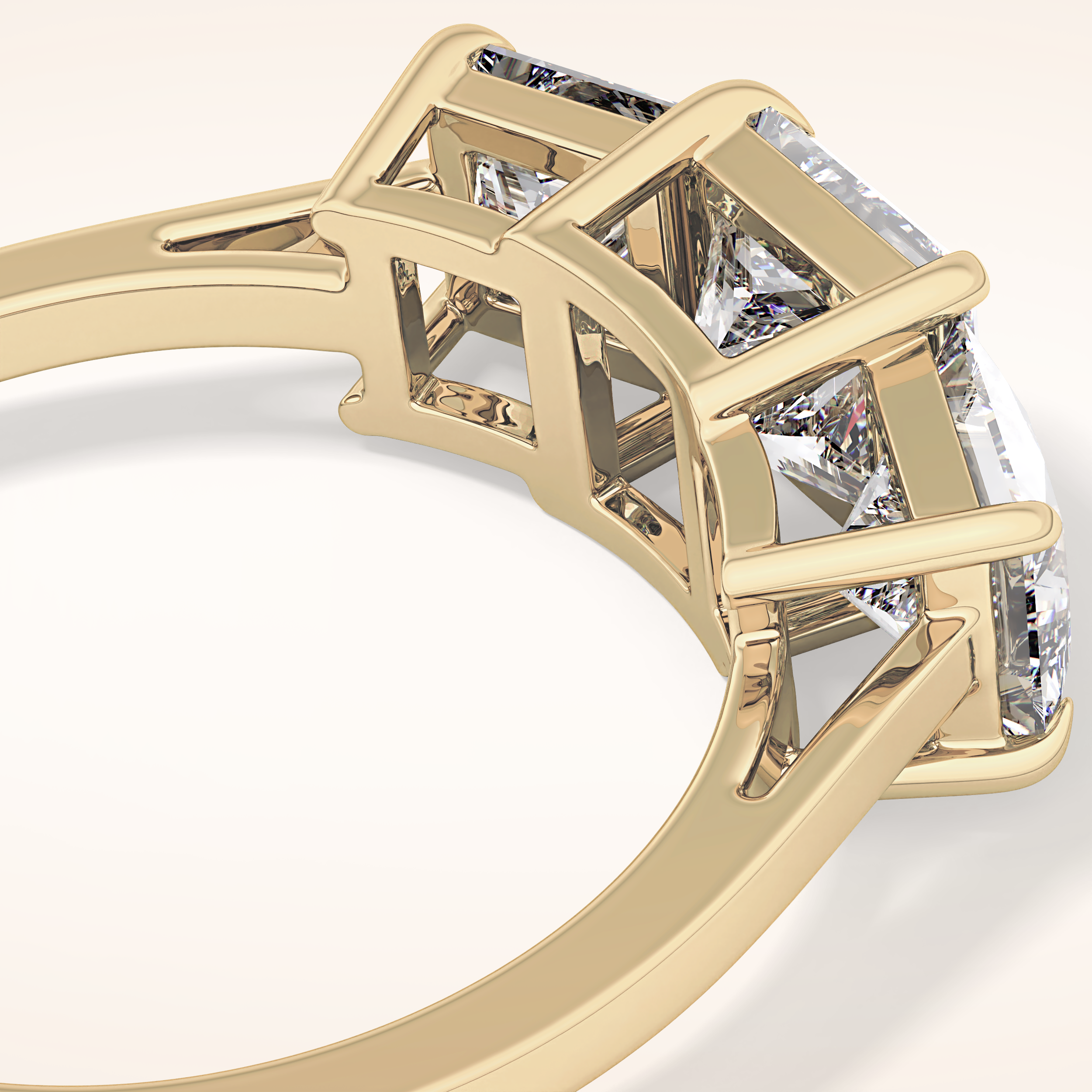 1.04 CT Princess Shaped Three Stone Moissanite Engagement Ring
