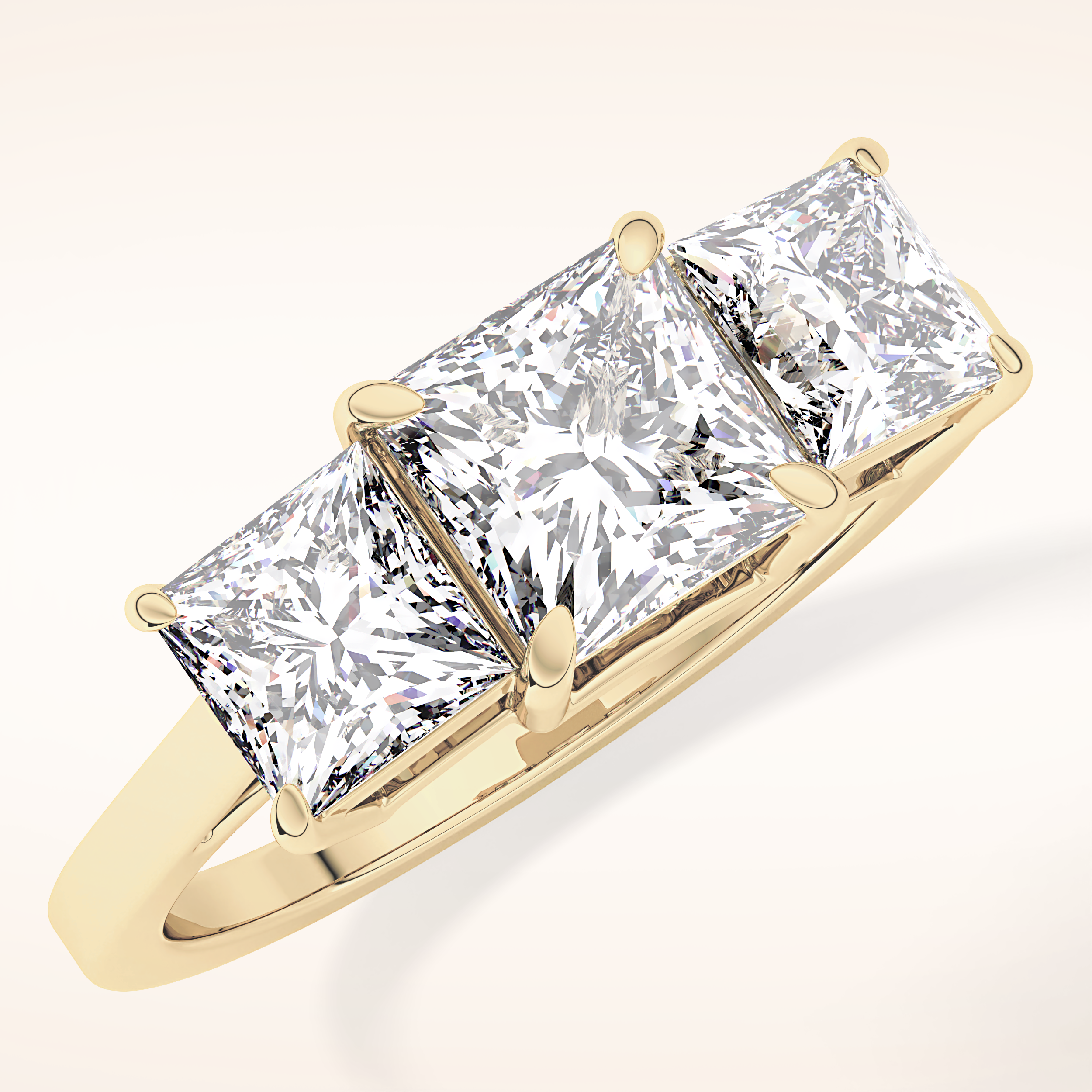 1.04 CT Princess Shaped Three Stone Moissanite Engagement Ring