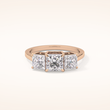 1.04 CT Princess Shaped Three Stone Moissanite Engagement Ring