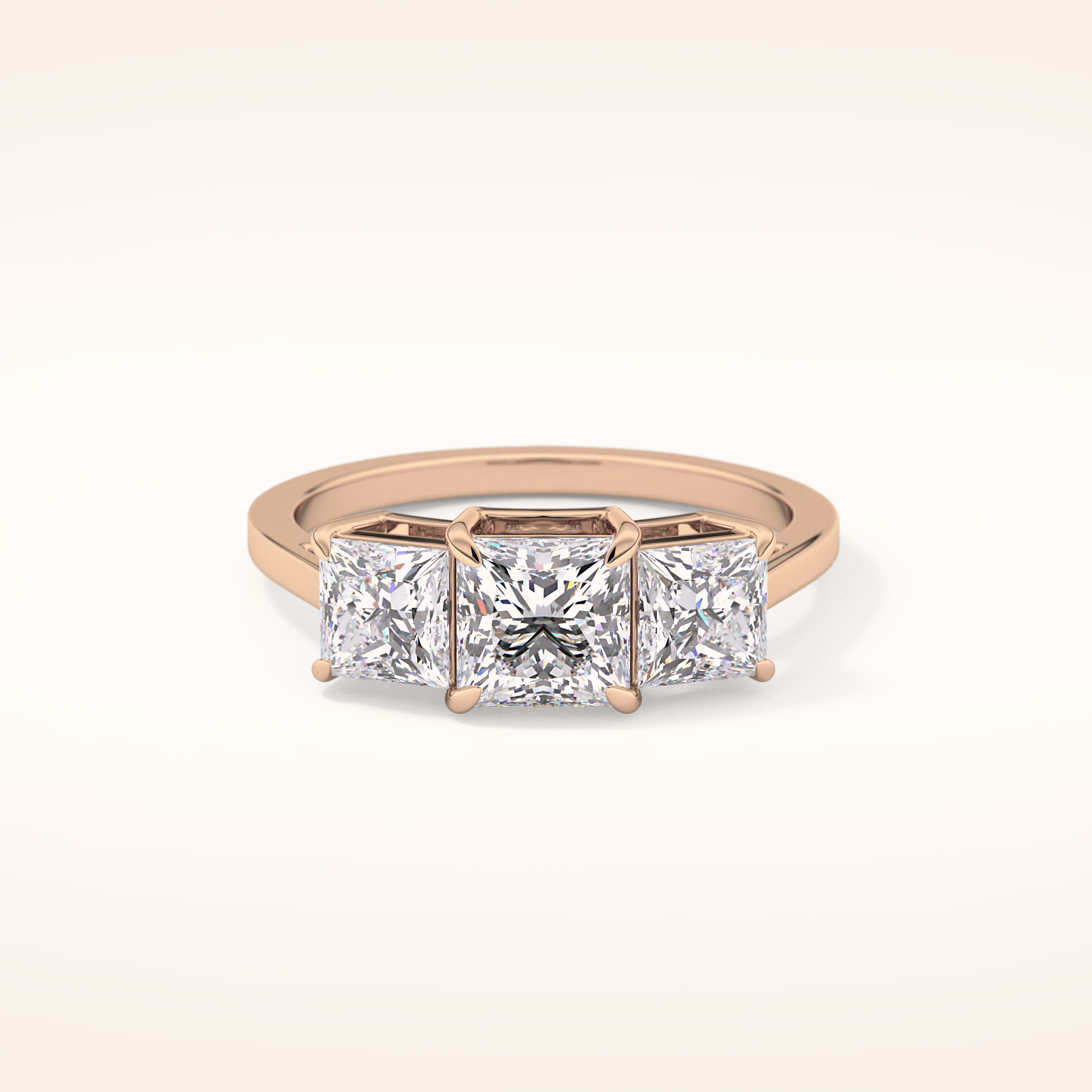 1.04 CT Princess Shaped Three Stone Moissanite Engagement Ring
