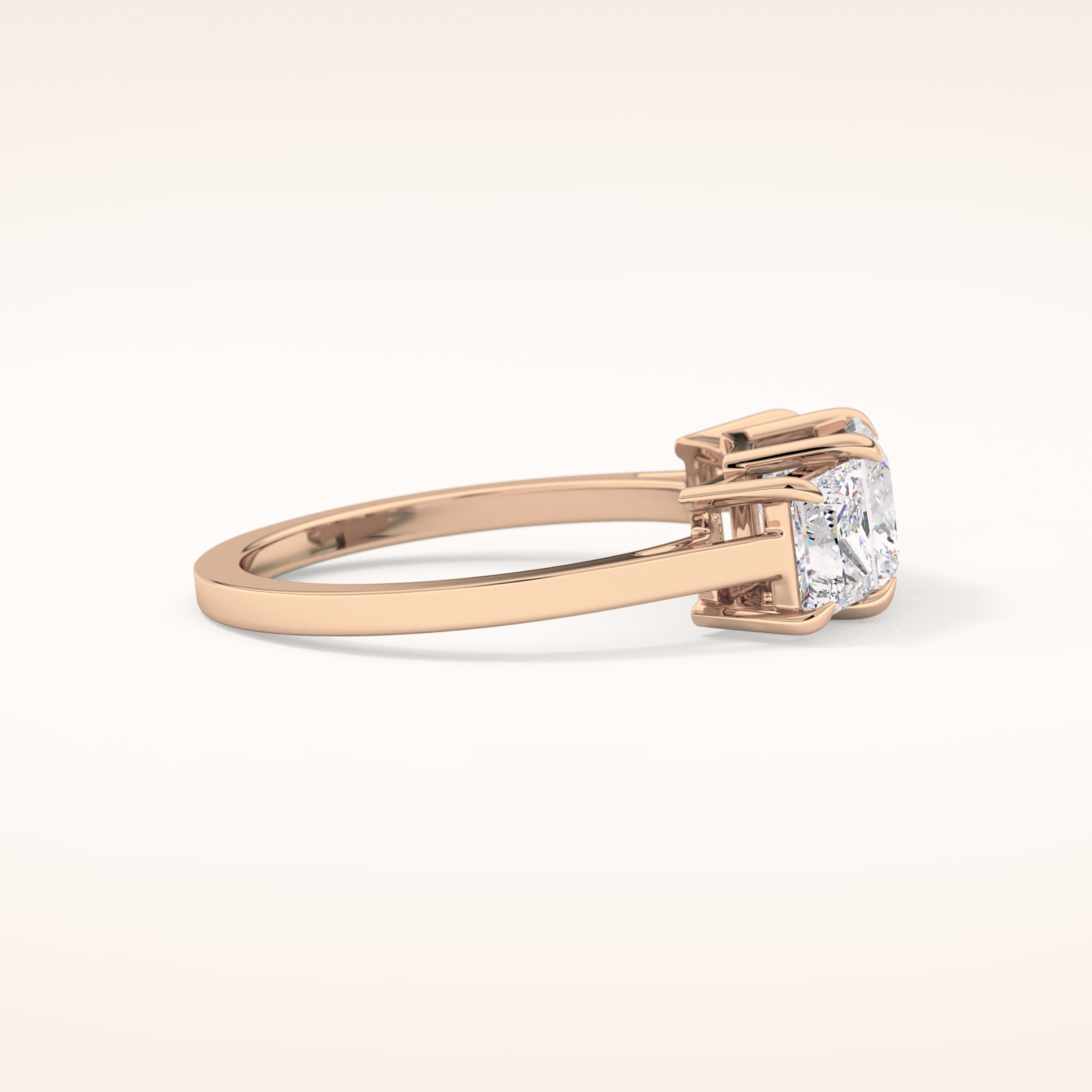 1.04 CT Princess Shaped Three Stone Moissanite Engagement Ring