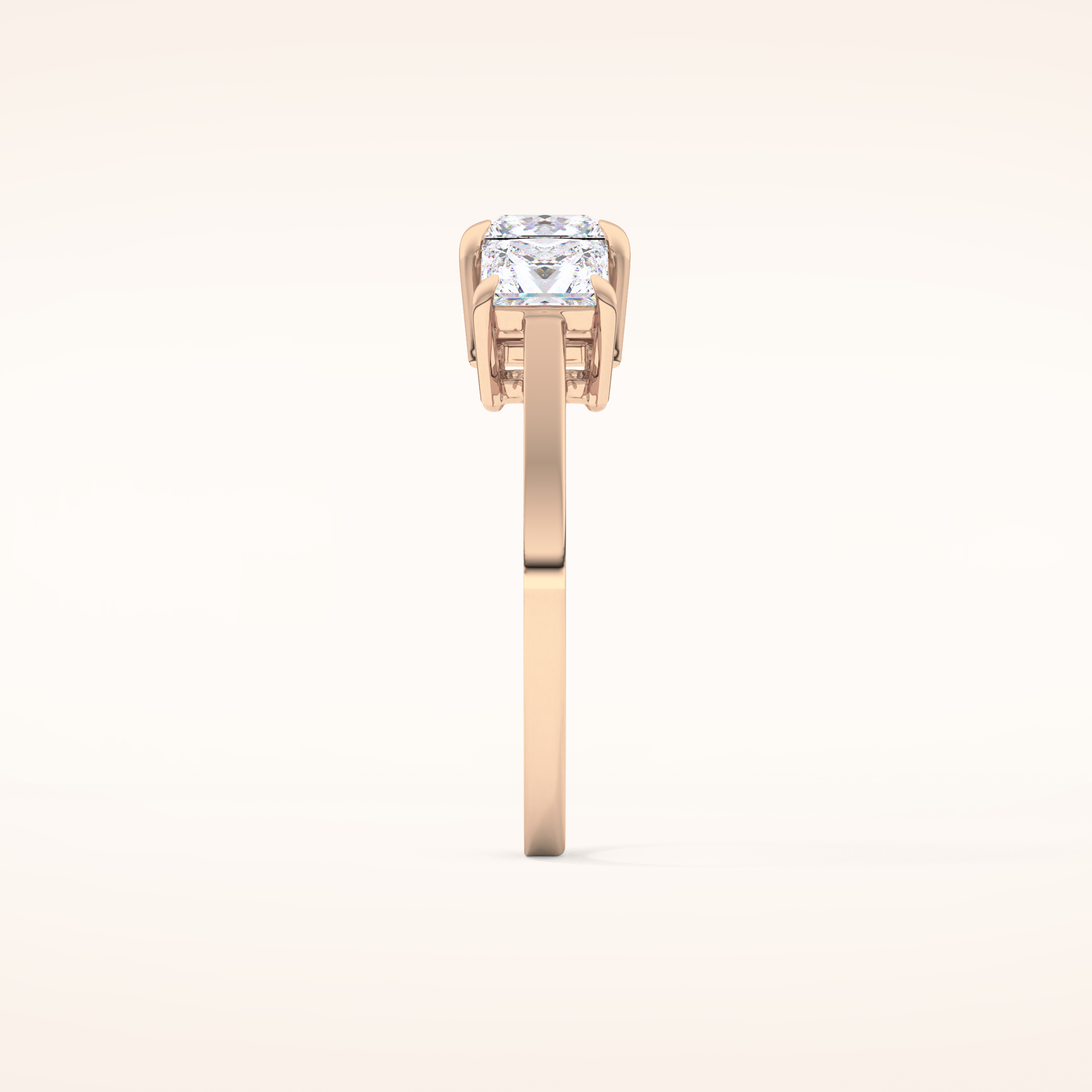 1.04 CT Princess Shaped Three Stone Moissanite Engagement Ring
