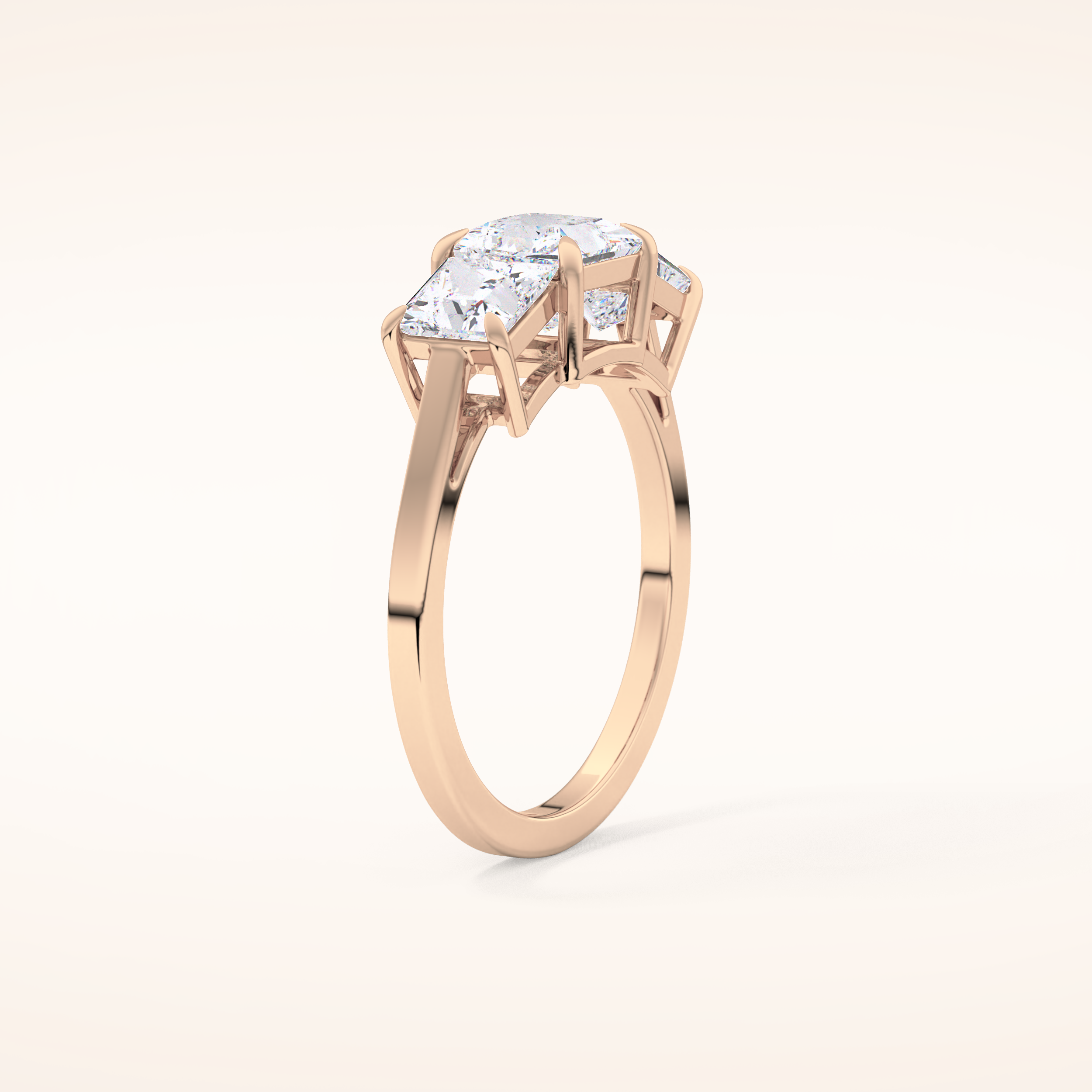 1.04 CT Princess Shaped Three Stone Moissanite Engagement Ring