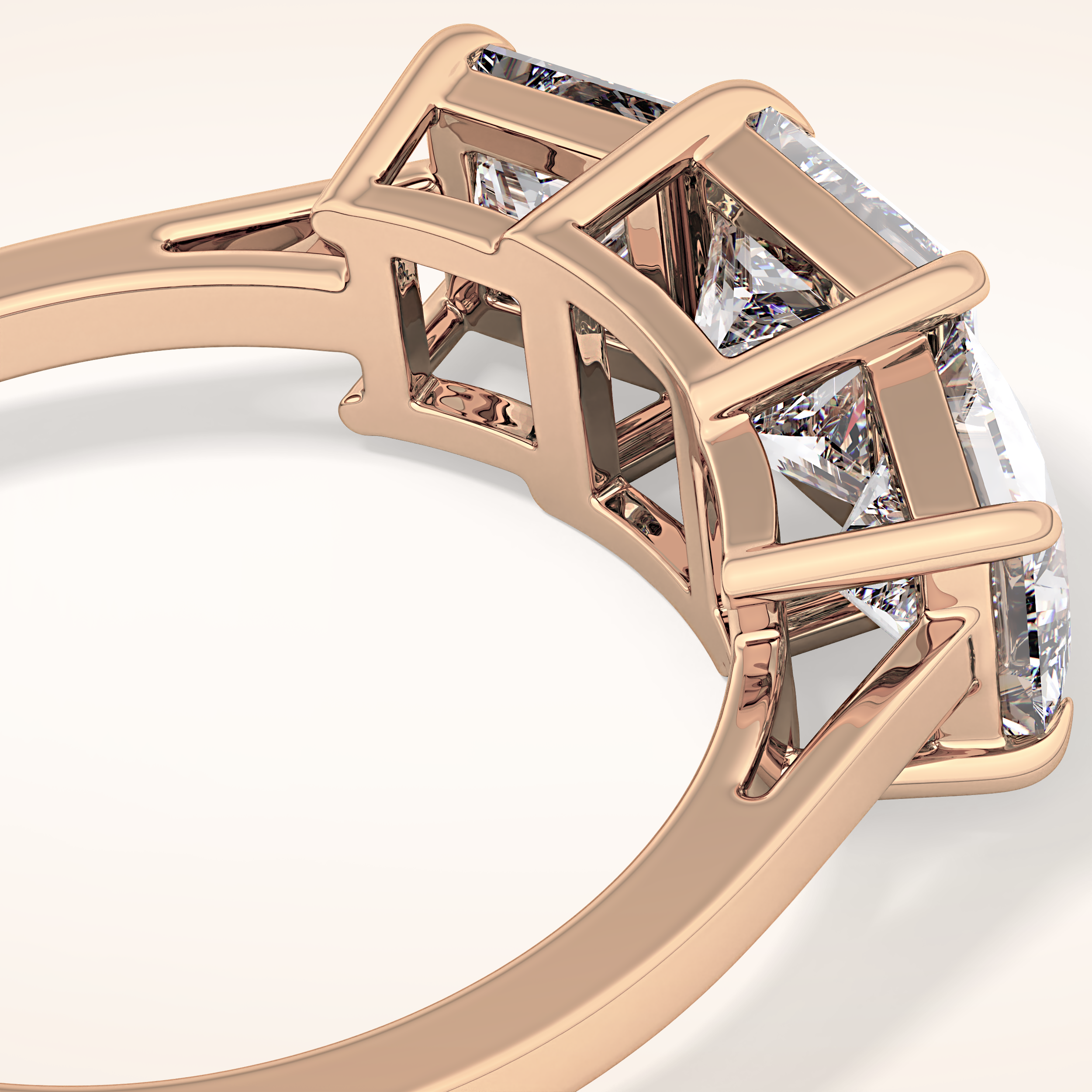 1.04 CT Princess Shaped Three Stone Moissanite Engagement Ring