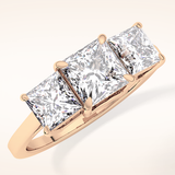 1.04 CT Princess Shaped Three Stone Moissanite Engagement Ring