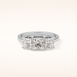 1.04 CT Princess Shaped Three Stone Moissanite Engagement Ring