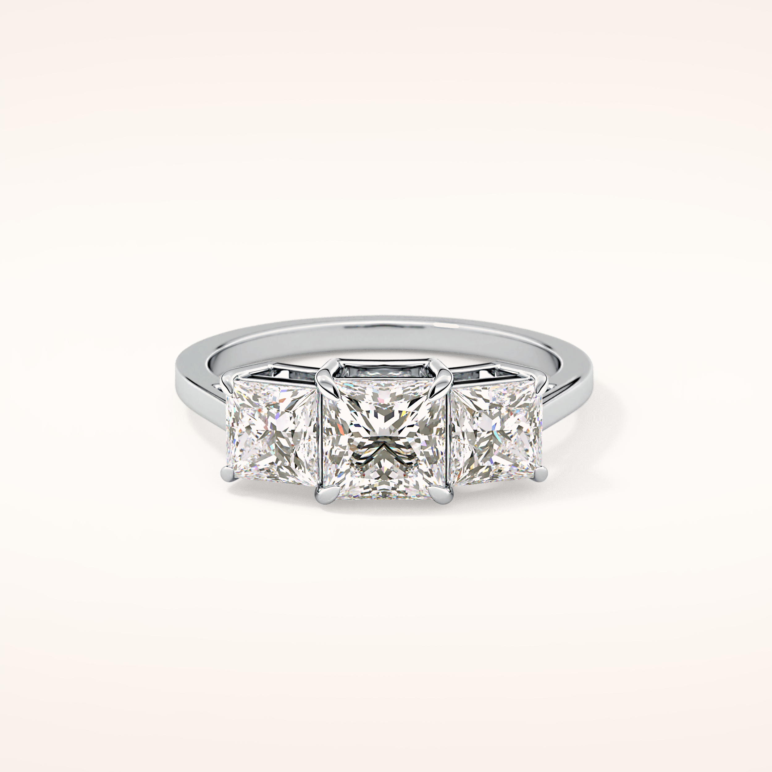 1.04 CT Princess Shaped Three Stone Moissanite Engagement Ring
