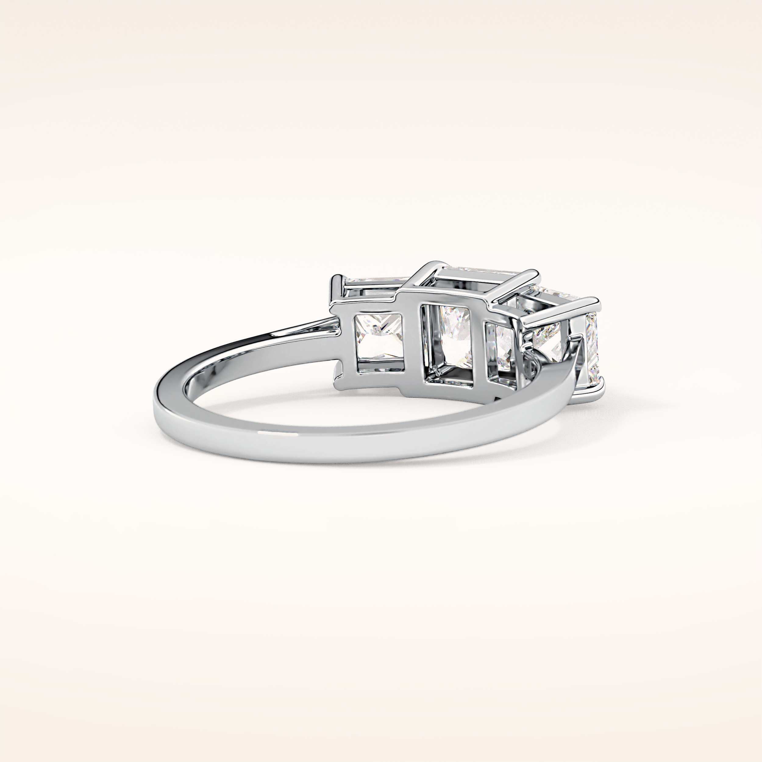 1.04 CT Princess Shaped Three Stone Moissanite Engagement Ring