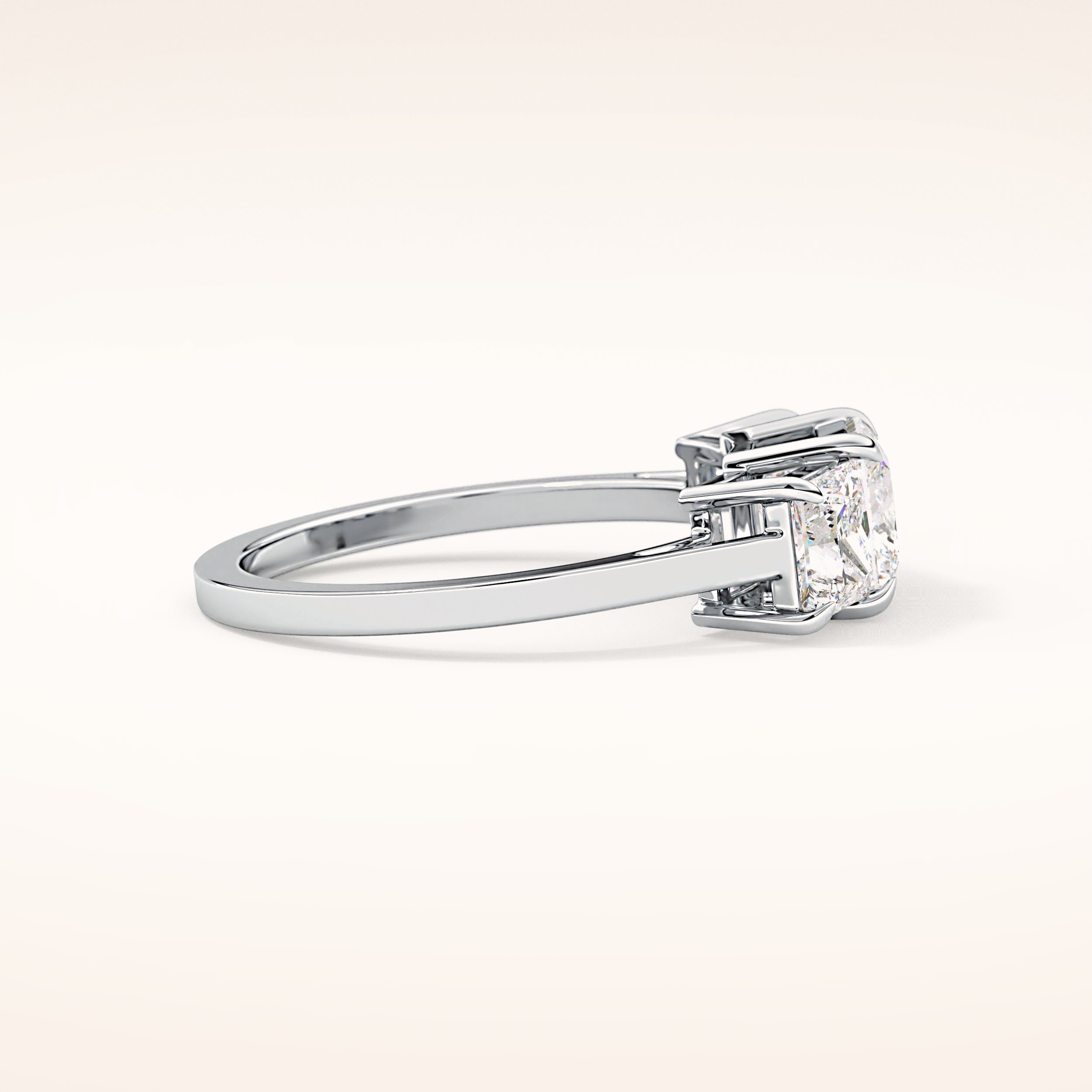 1.04 CT Princess Shaped Three Stone Moissanite Engagement Ring