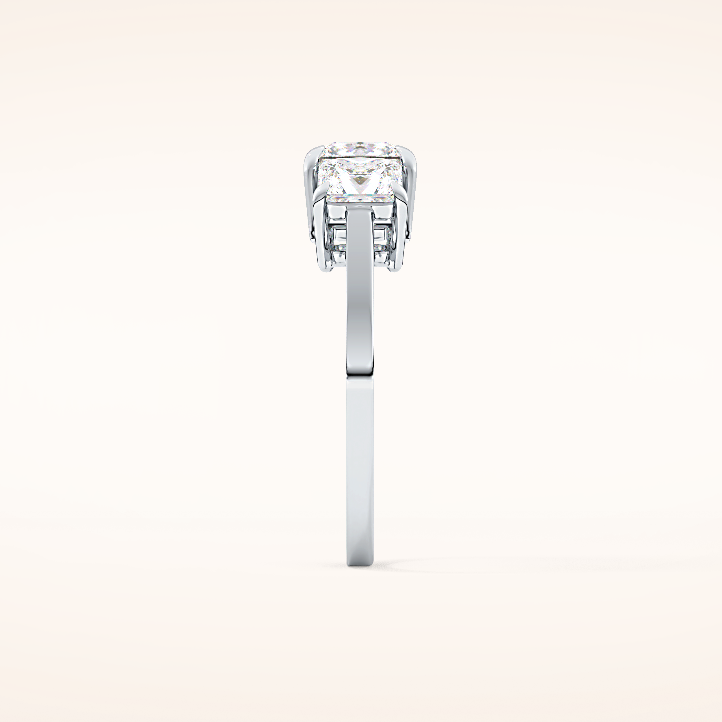 1.04 CT Princess Shaped Three Stone Moissanite Engagement Ring