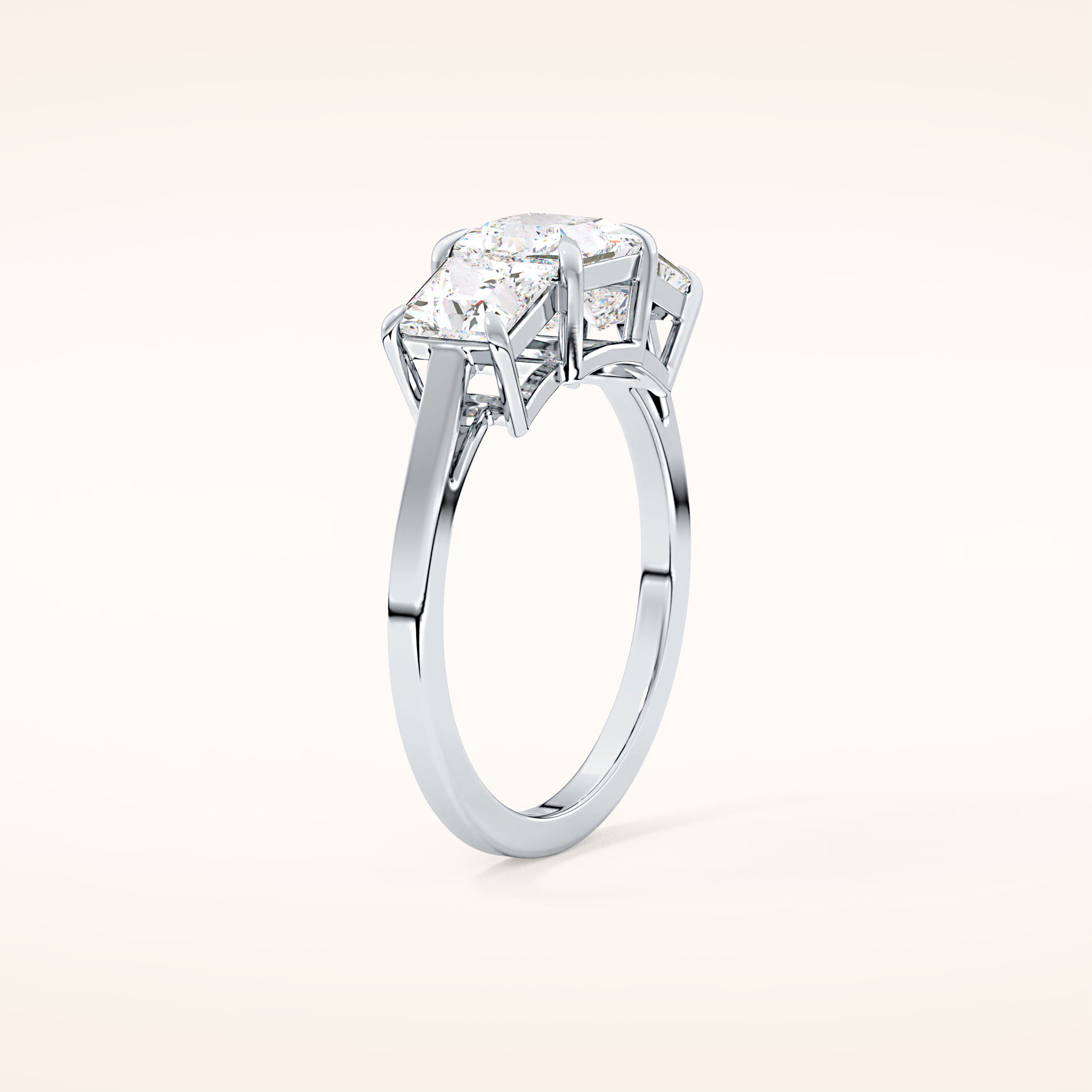 1.04 CT Princess Shaped Three Stone Moissanite Engagement Ring