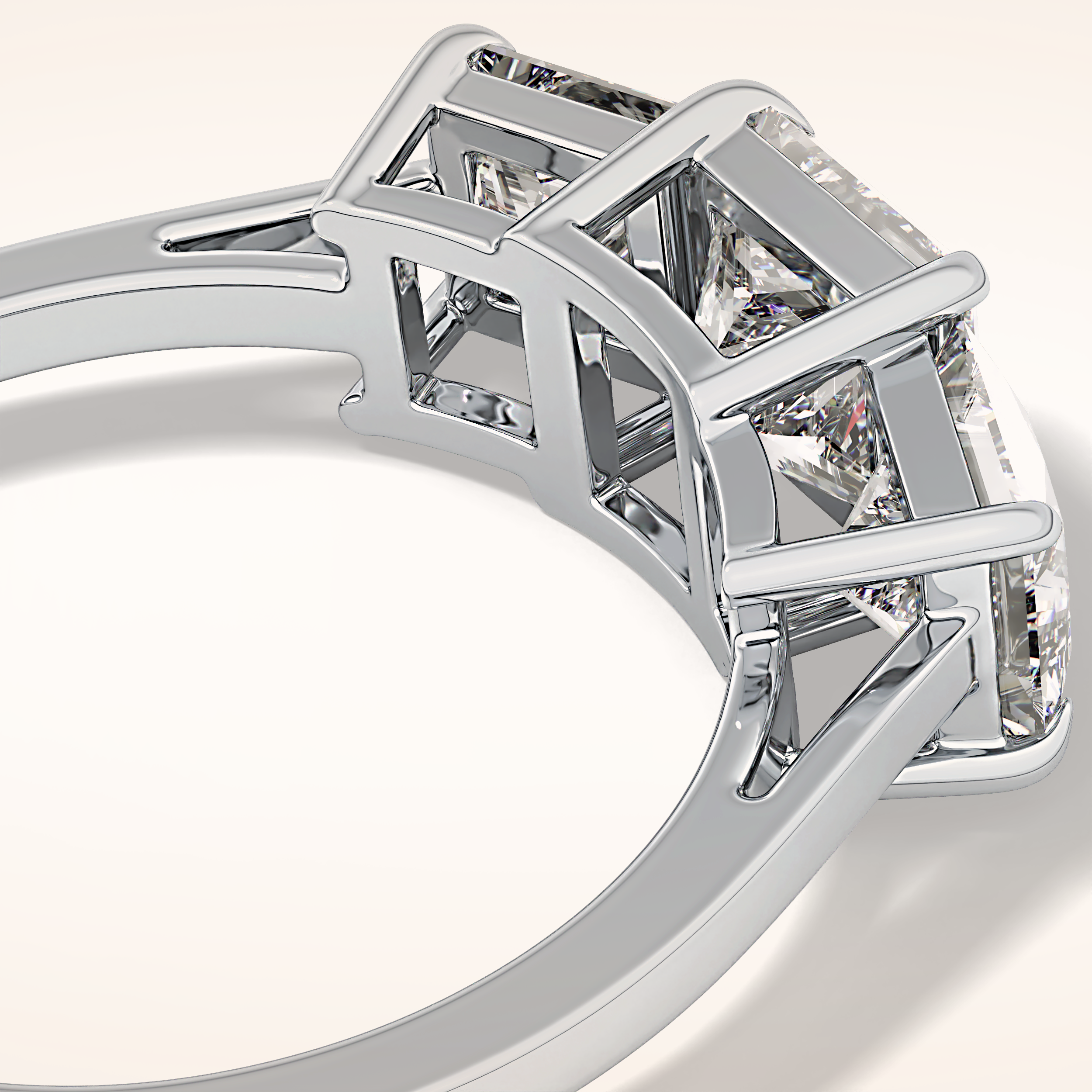 1.04 CT Princess Shaped Three Stone Moissanite Engagement Ring