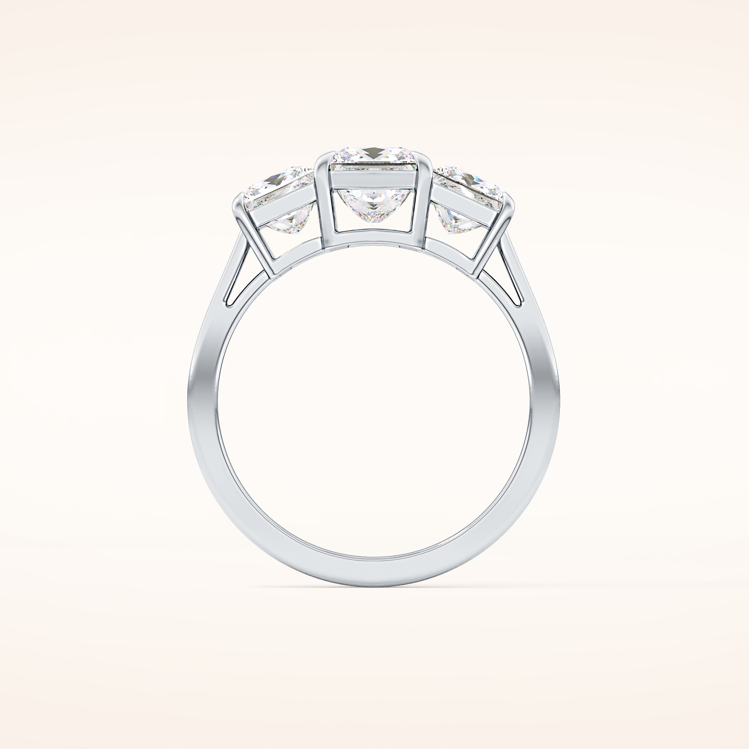 1.04 CT Princess Shaped Three Stone Moissanite Engagement Ring