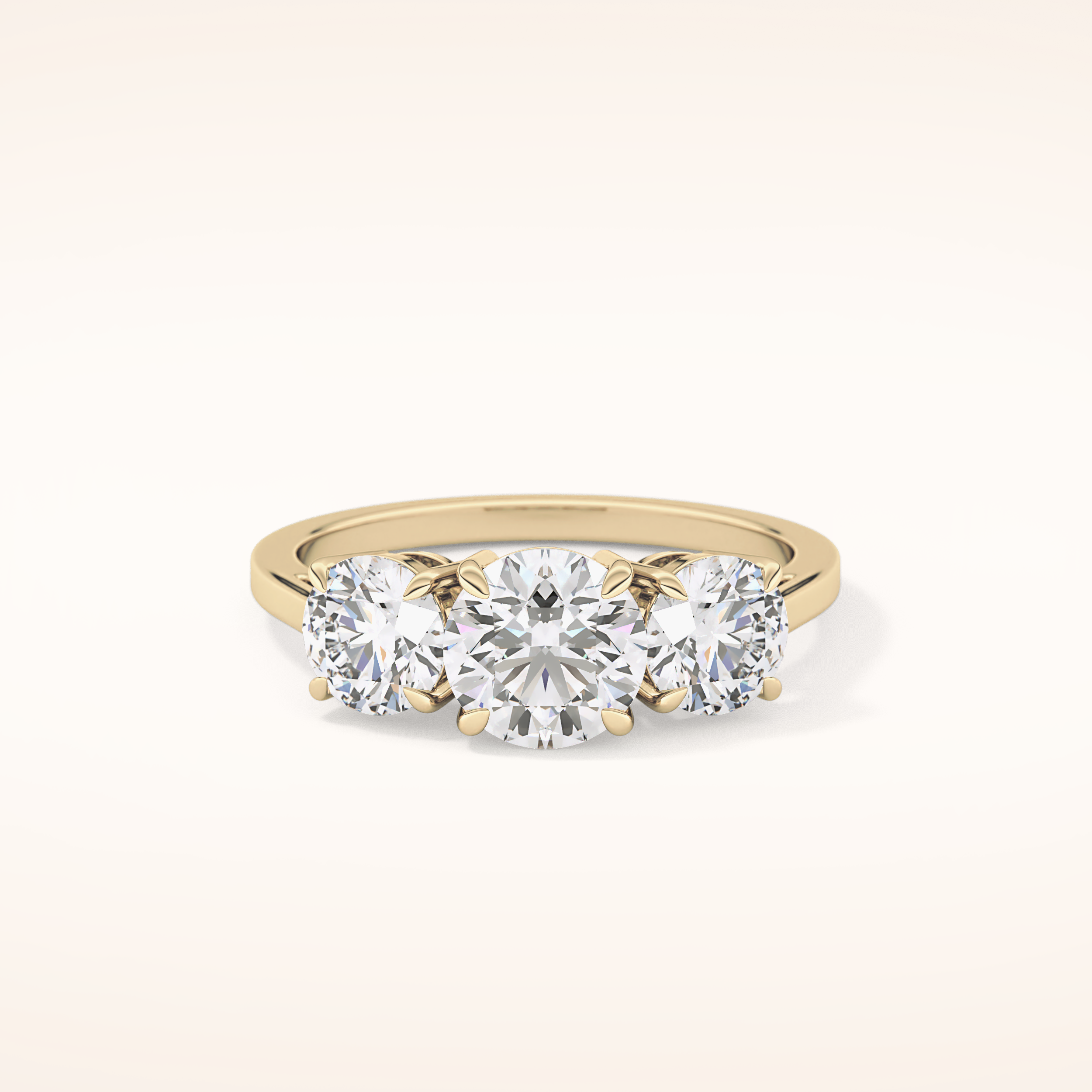 1.03 CT Round Shaped Three Stone Moissanite Engagement Ring