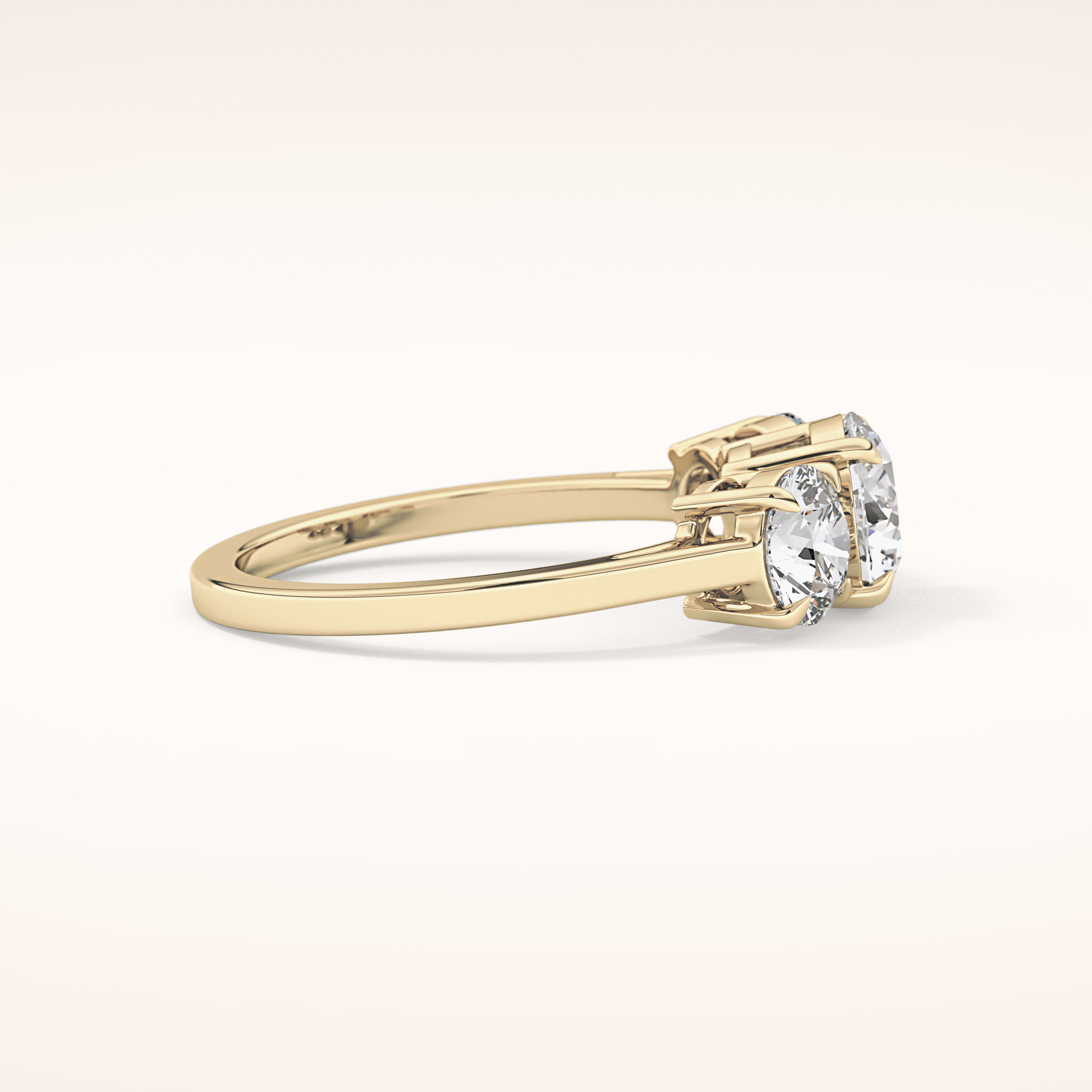 1.03 CT Round Shaped Three Stone Moissanite Engagement Ring