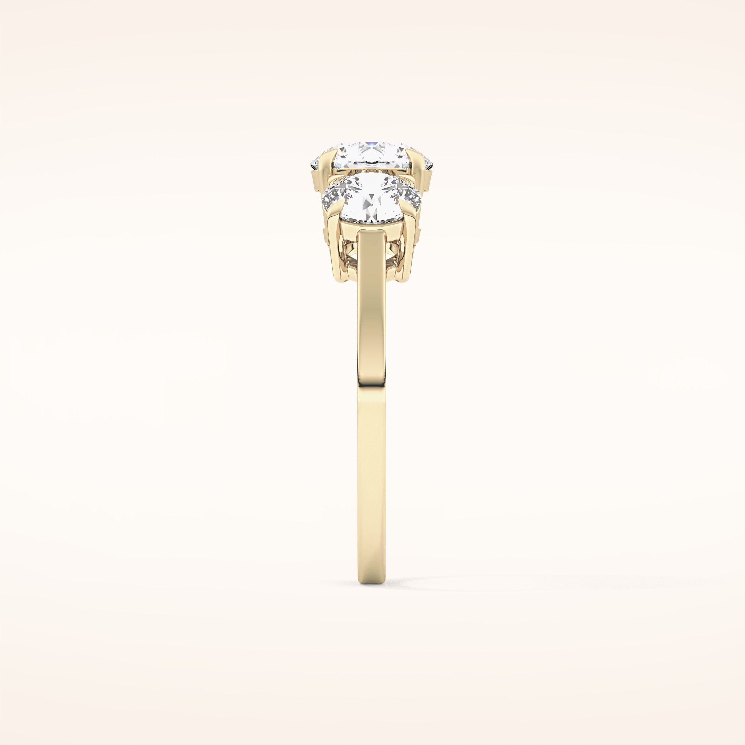 1.03 CT Round Shaped Three Stone Moissanite Engagement Ring