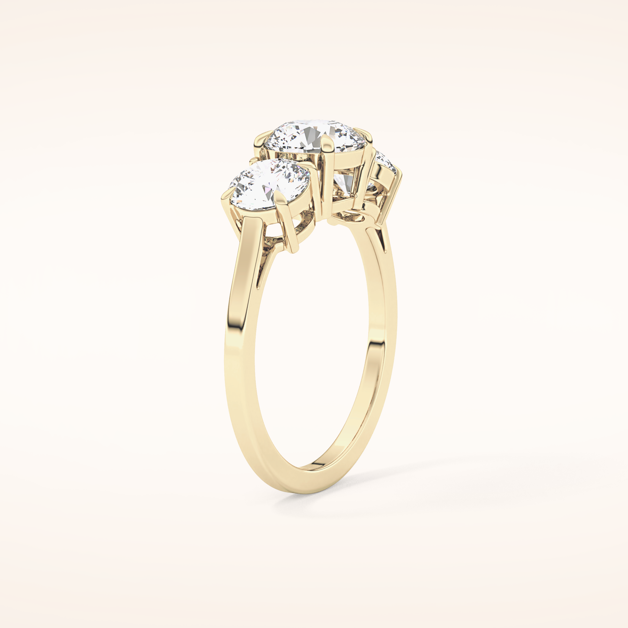1.03 CT Round Shaped Three Stone Moissanite Engagement Ring