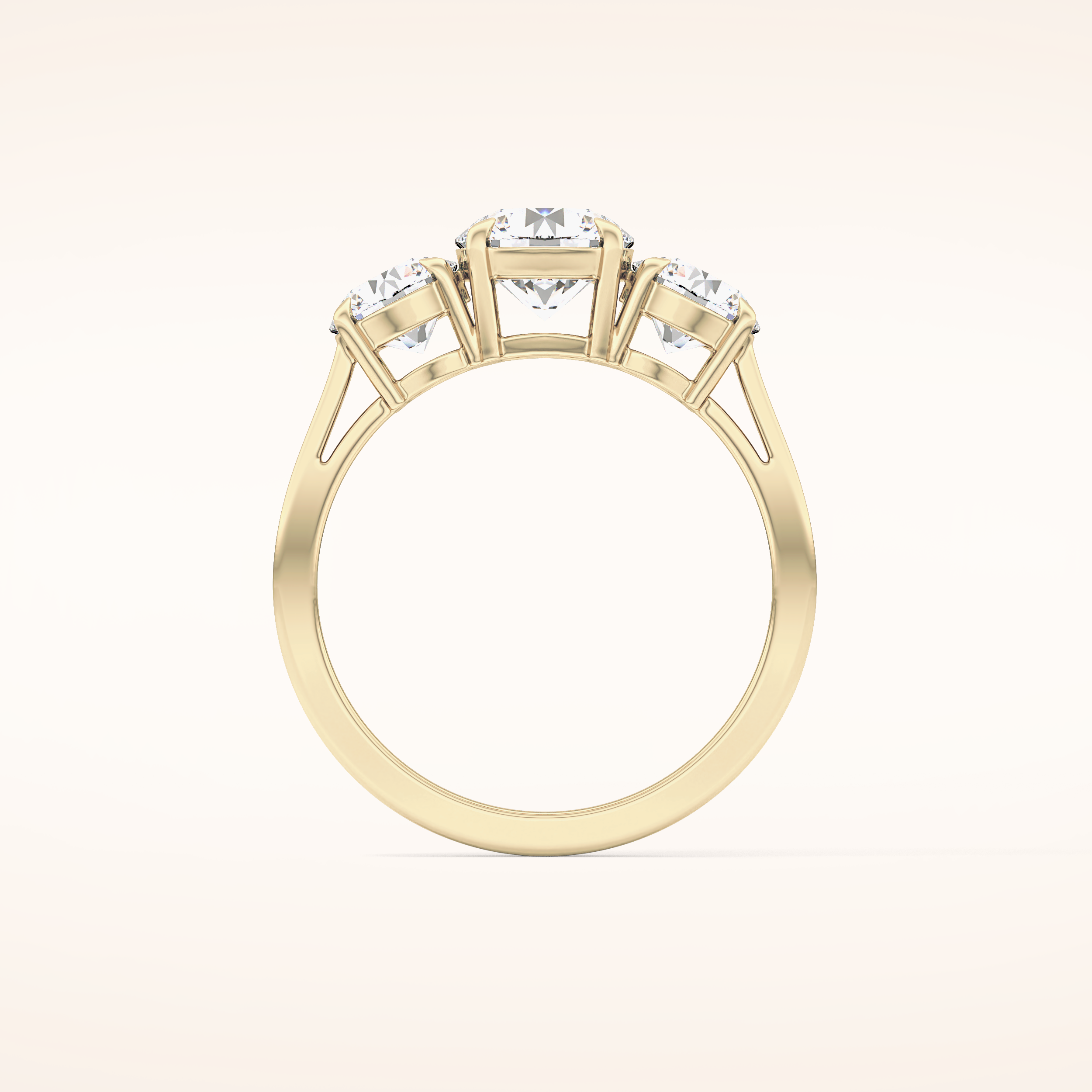 1.03 CT Round Shaped Three Stone Moissanite Engagement Ring
