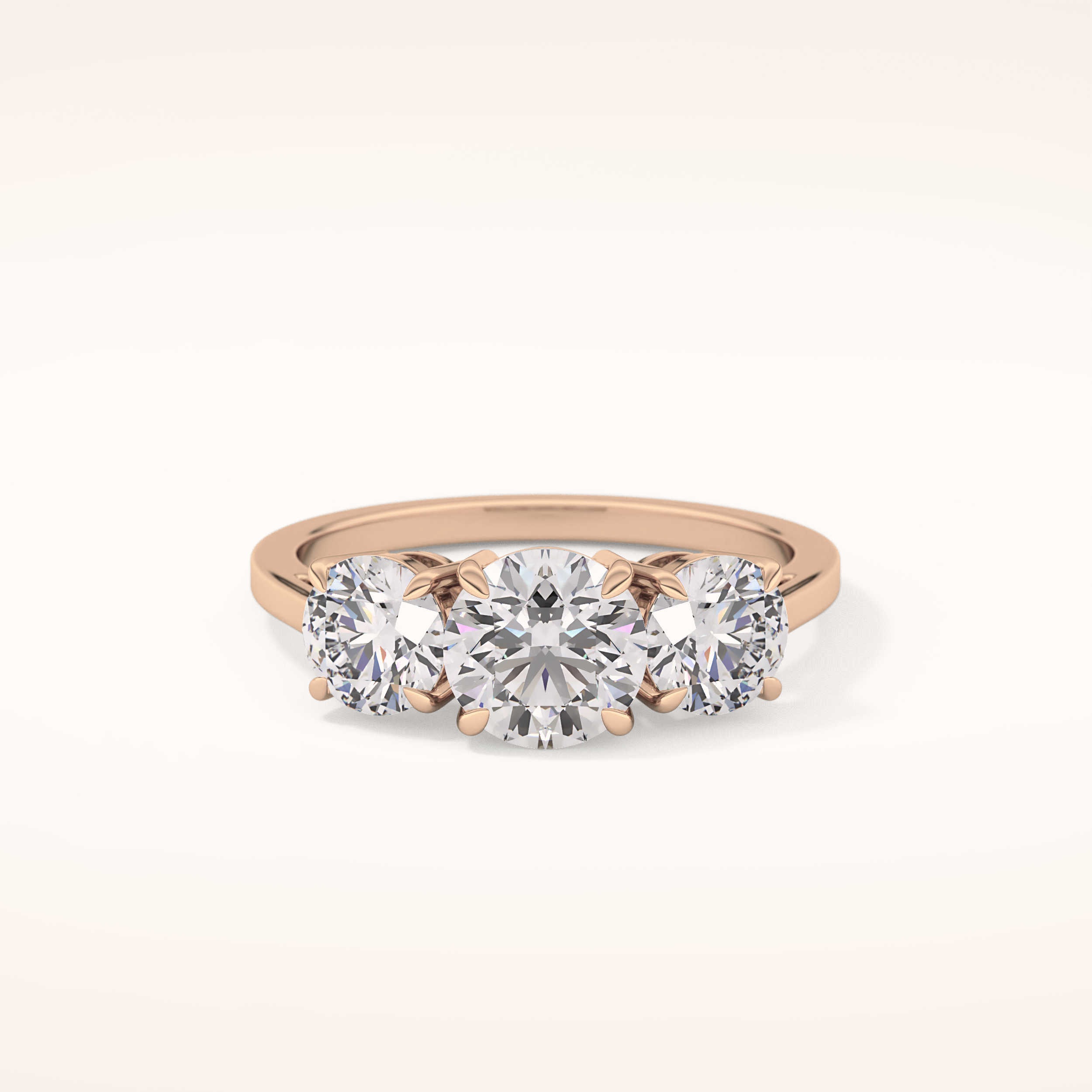 1.03 CT Round Shaped Three Stone Moissanite Engagement Ring