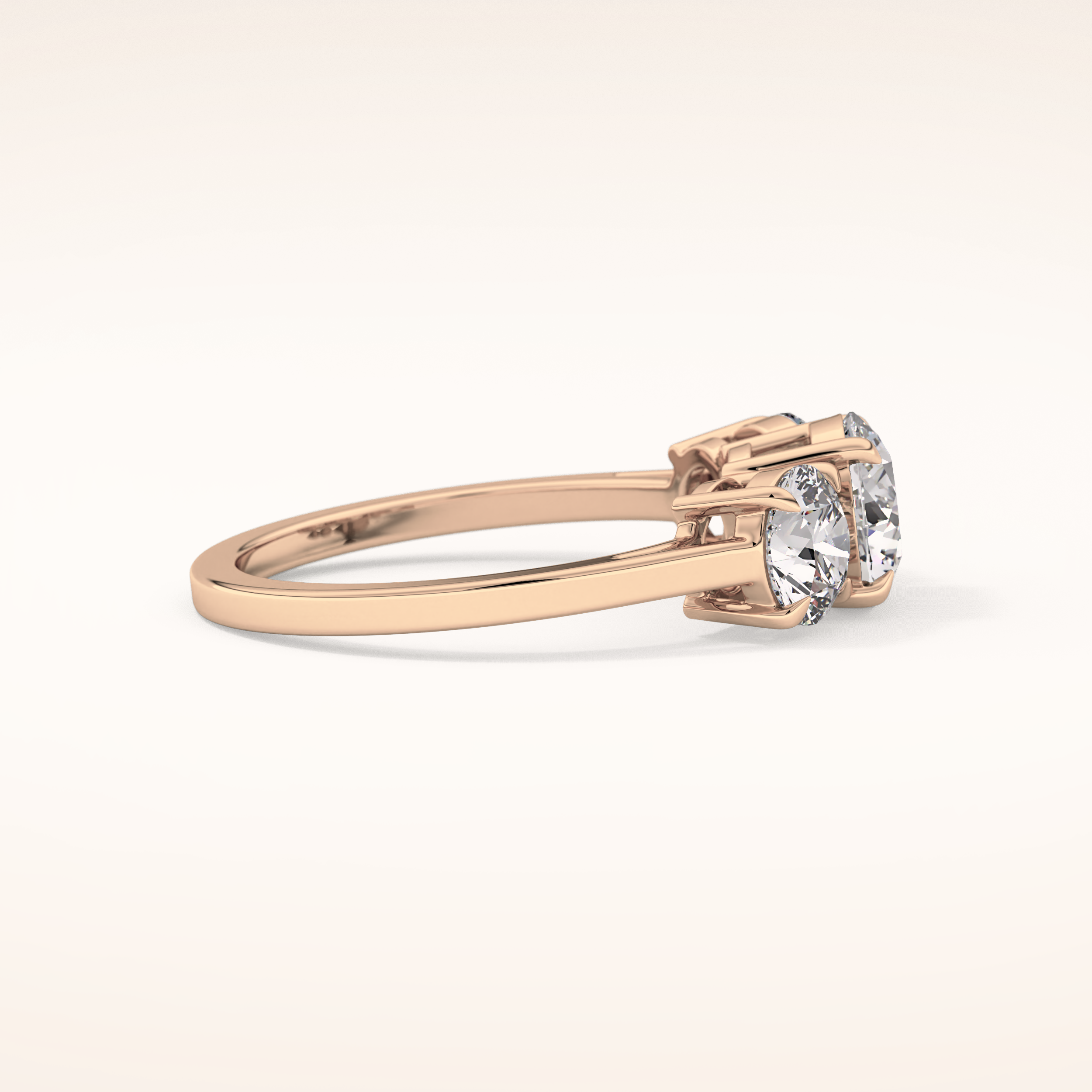 1.03 CT Round Shaped Three Stone Moissanite Engagement Ring