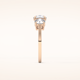 1.03 CT Round Shaped Three Stone Moissanite Engagement Ring