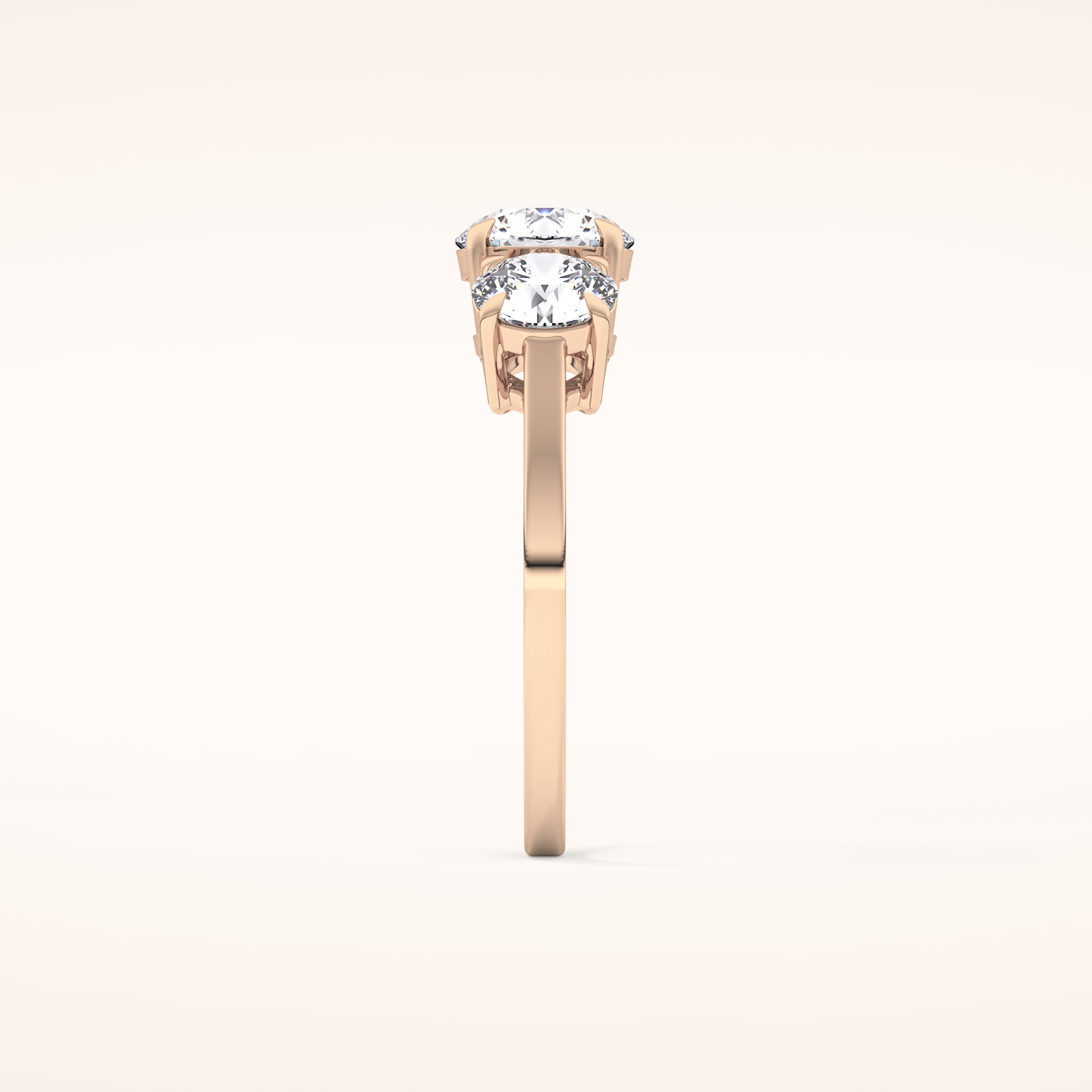 1.03 CT Round Shaped Three Stone Moissanite Engagement Ring