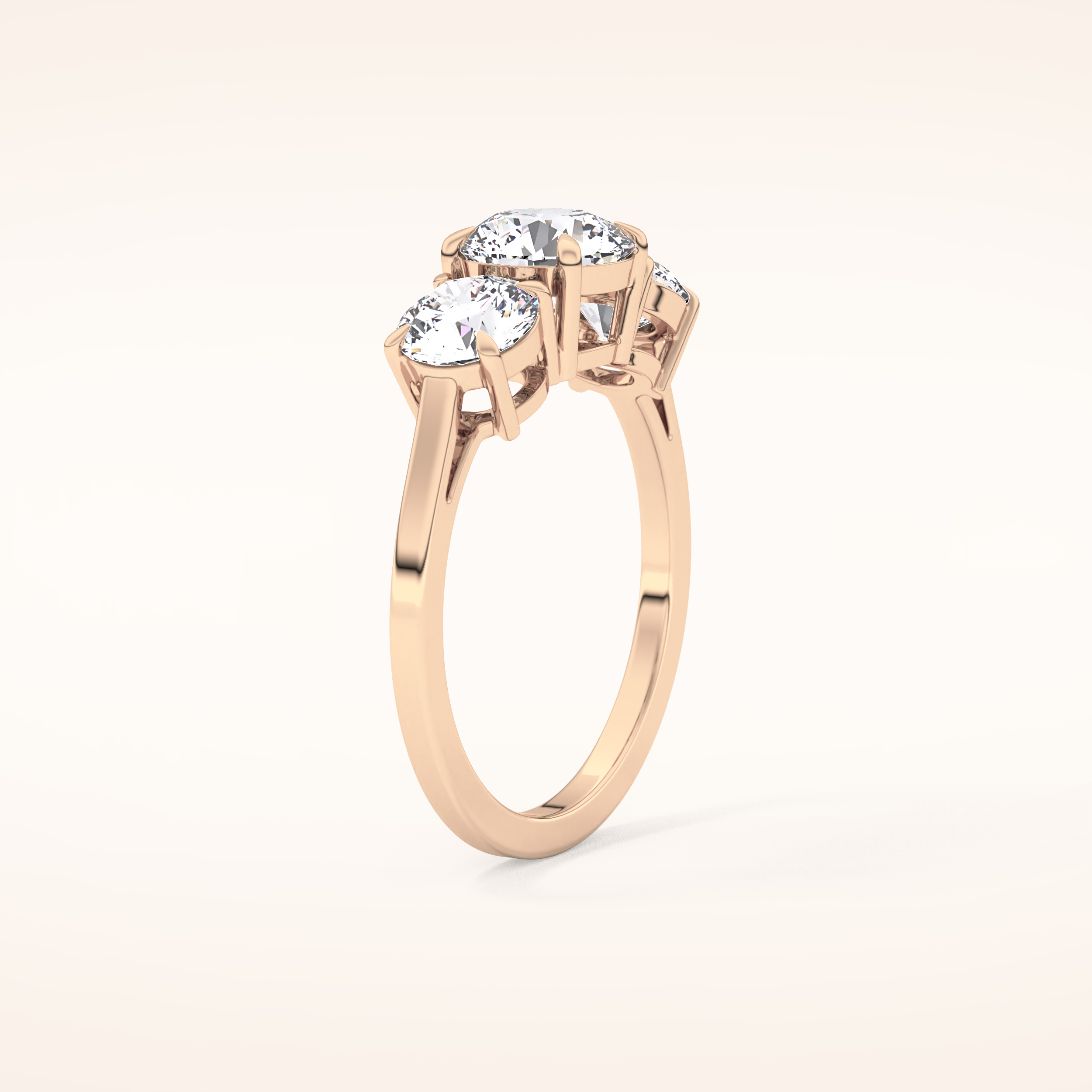 1.03 CT Round Shaped Three Stone Moissanite Engagement Ring