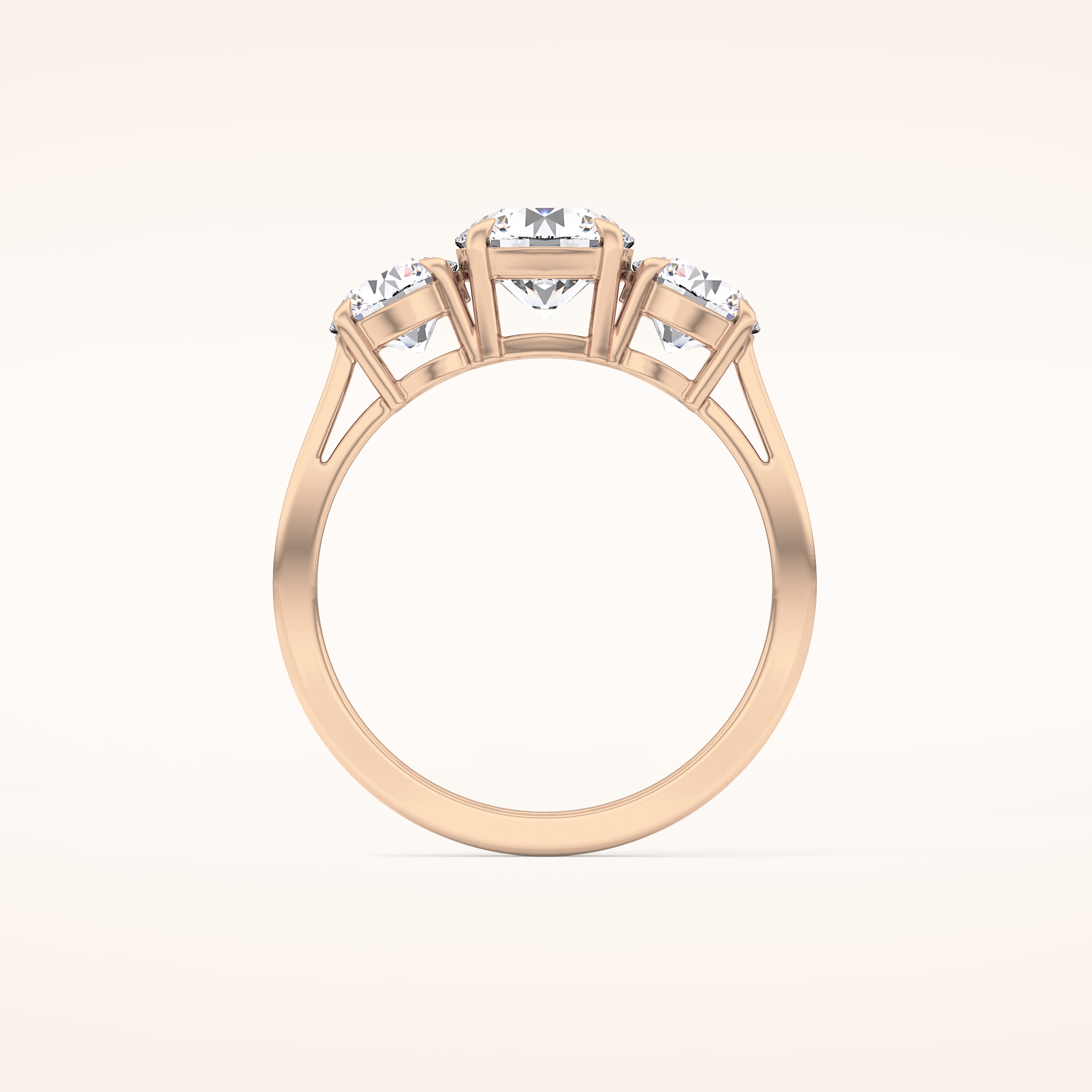 1.03 CT Round Shaped Three Stone Moissanite Engagement Ring