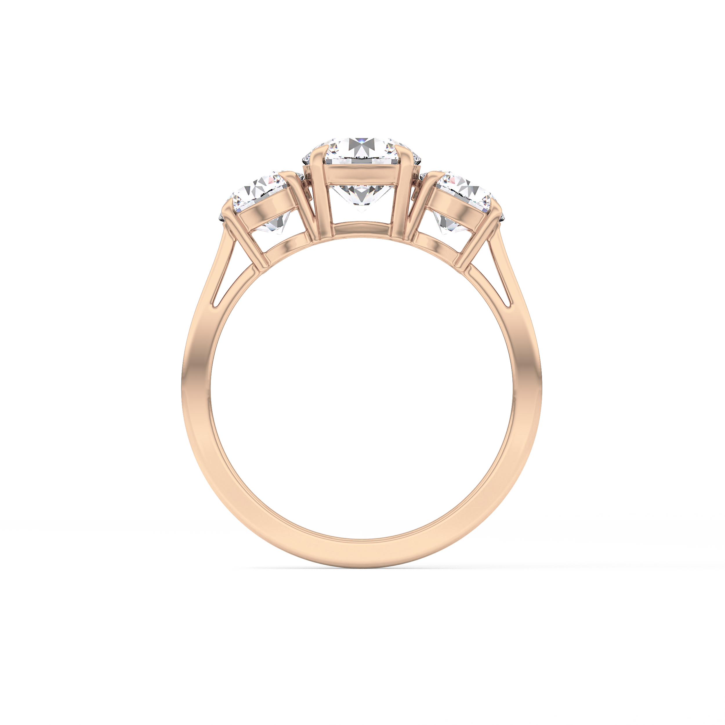Round Three Stone Lab Grown Diamond Engagement Ring
