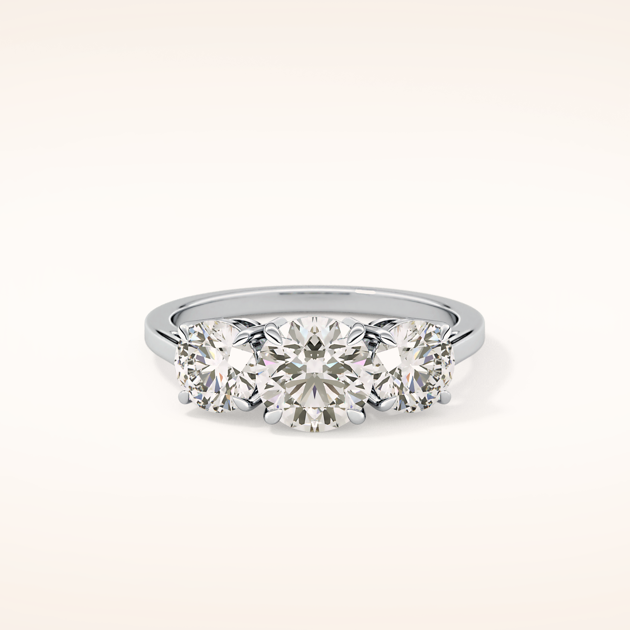 1.03 CT Round Shaped Three Stone Moissanite Engagement Ring