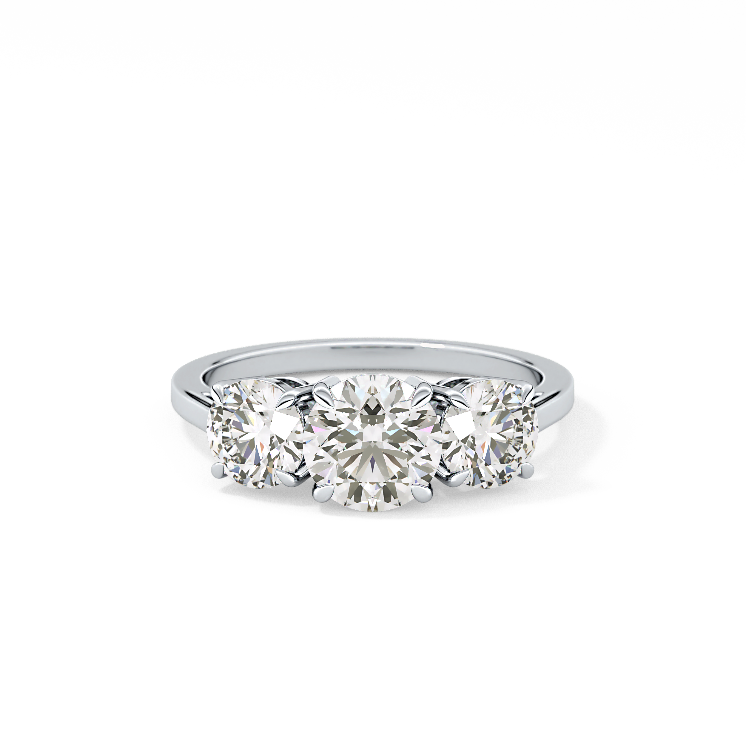 Round Three Stone Lab Grown Diamond Engagement Ring