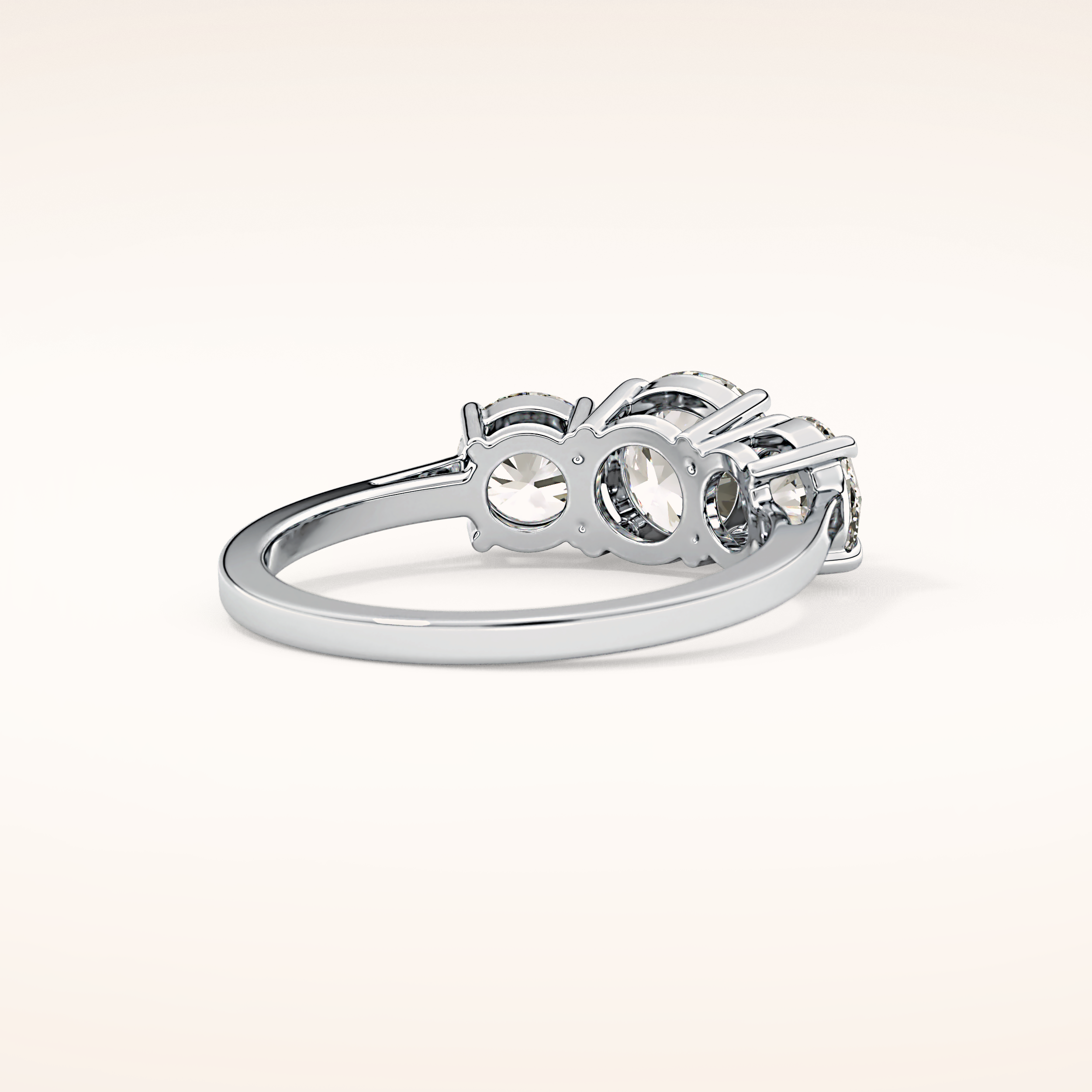 1.03 CT Round Shaped Three Stone Moissanite Engagement Ring