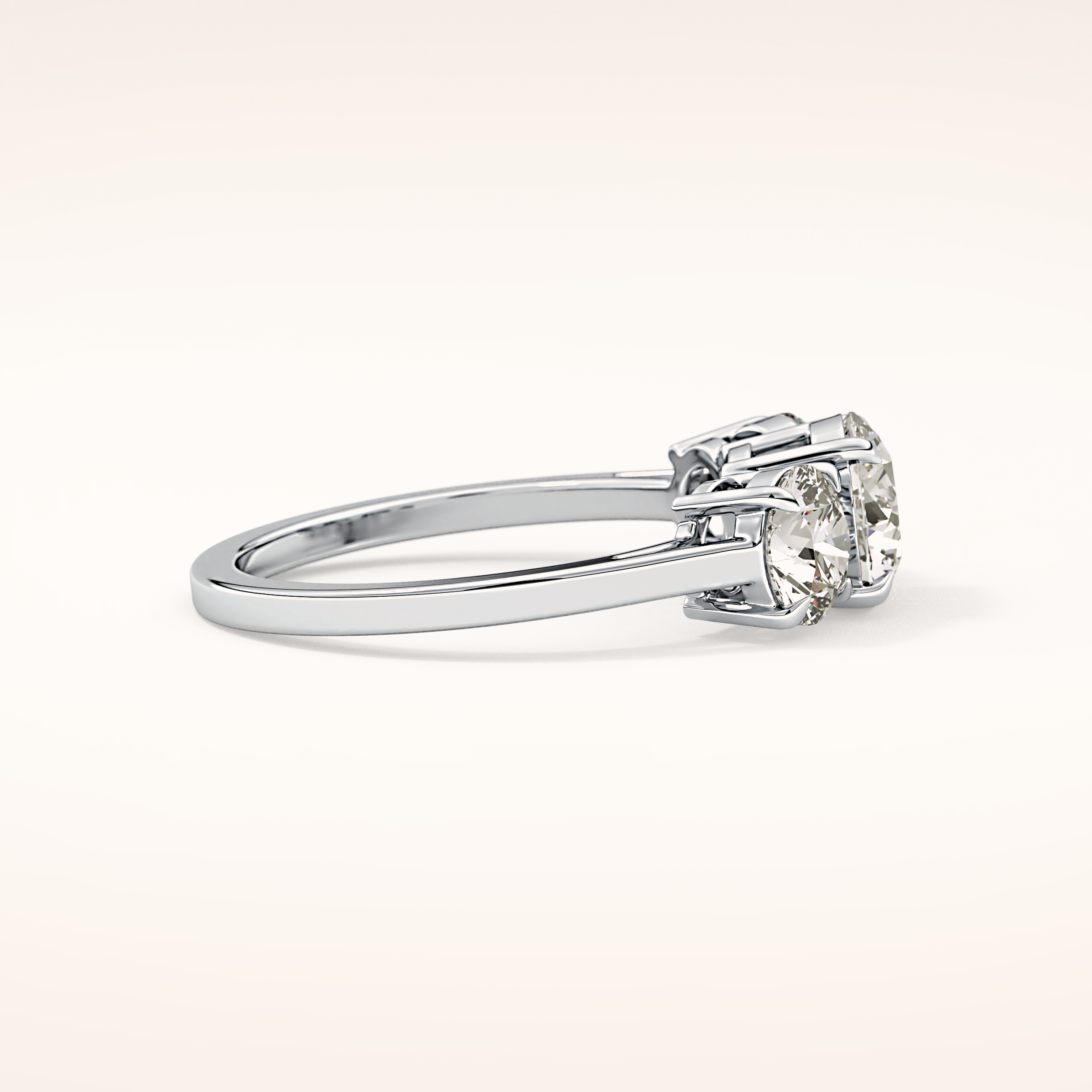 1.03 CT Round Shaped Three Stone Moissanite Engagement Ring