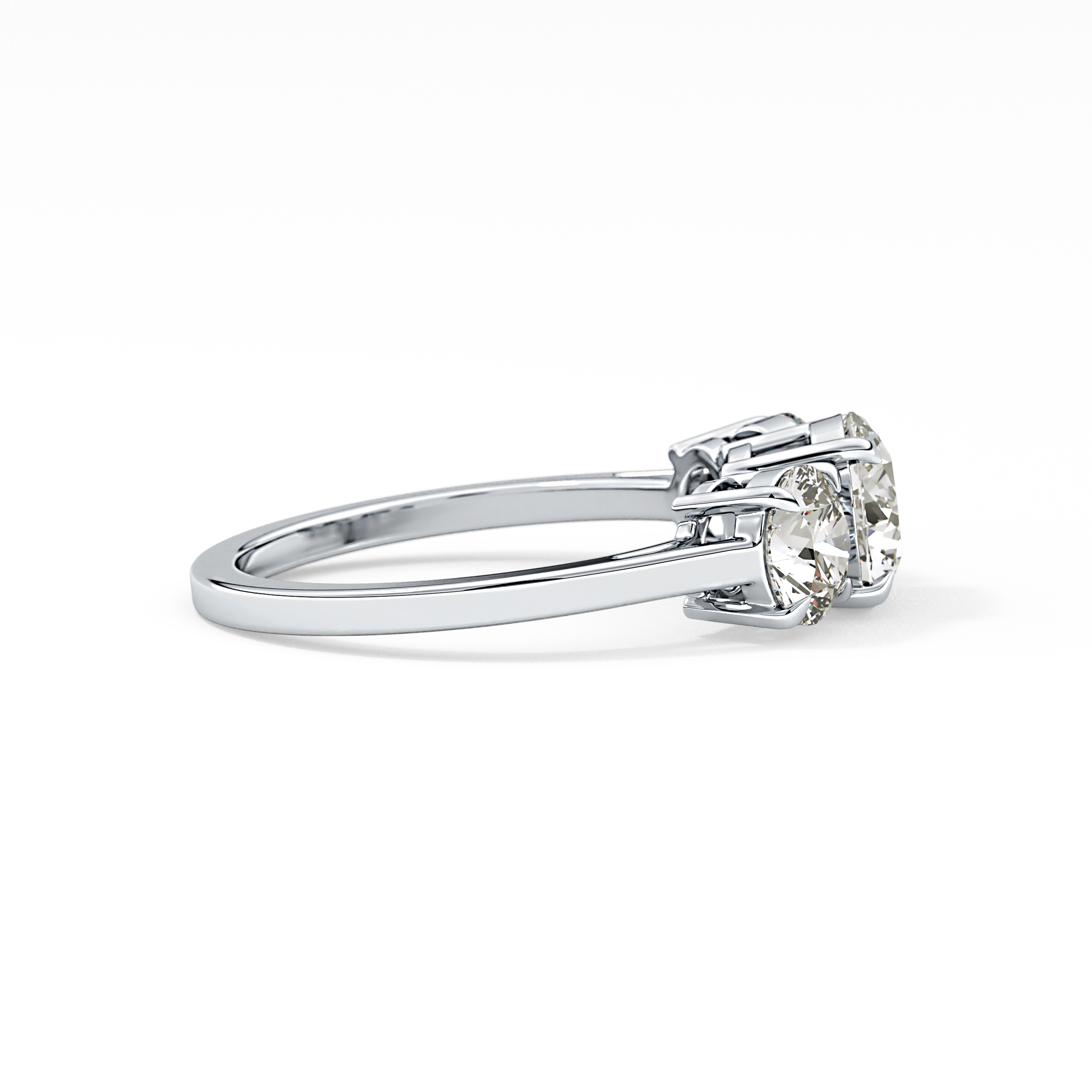 Round Three Stone Lab Grown Diamond Engagement Ring