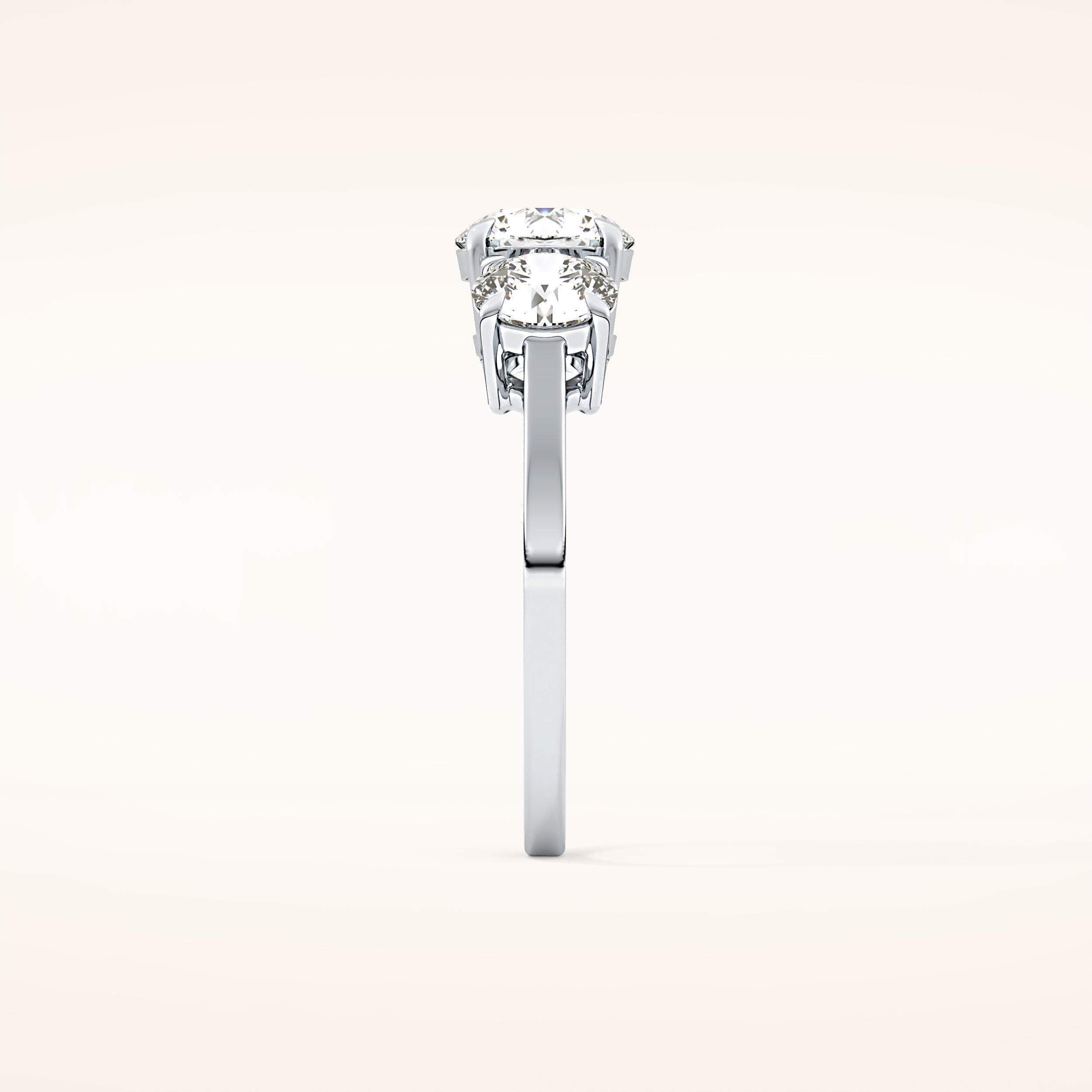 1.03 CT Round Shaped Three Stone Moissanite Engagement Ring