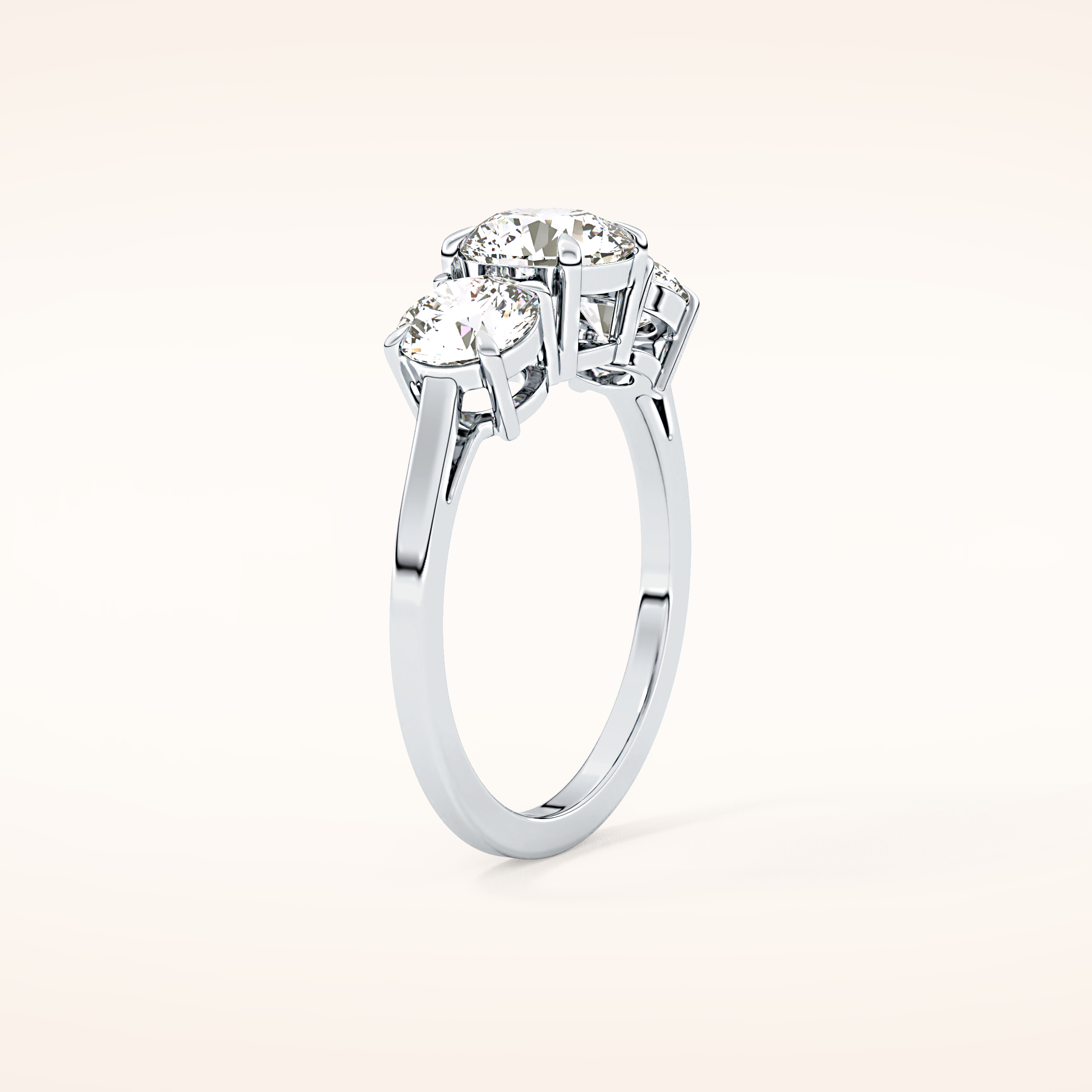 1.03 CT Round Shaped Three Stone Moissanite Engagement Ring