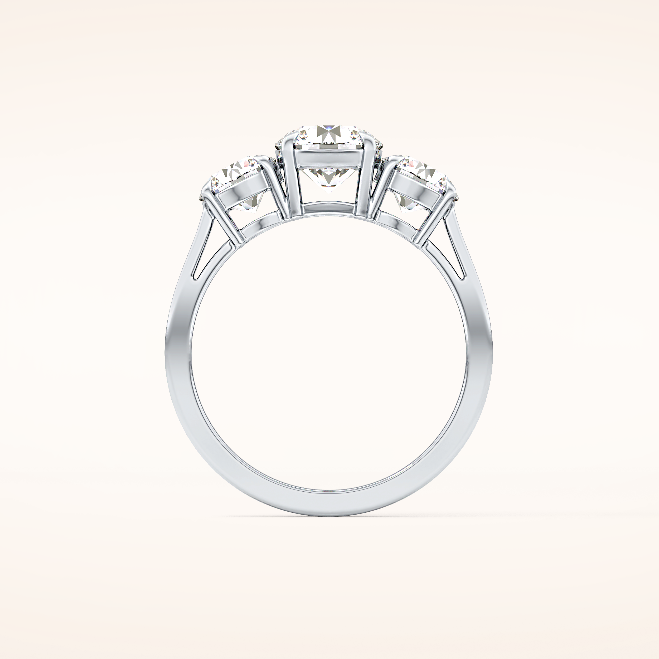 1.03 CT Round Shaped Three Stone Moissanite Engagement Ring