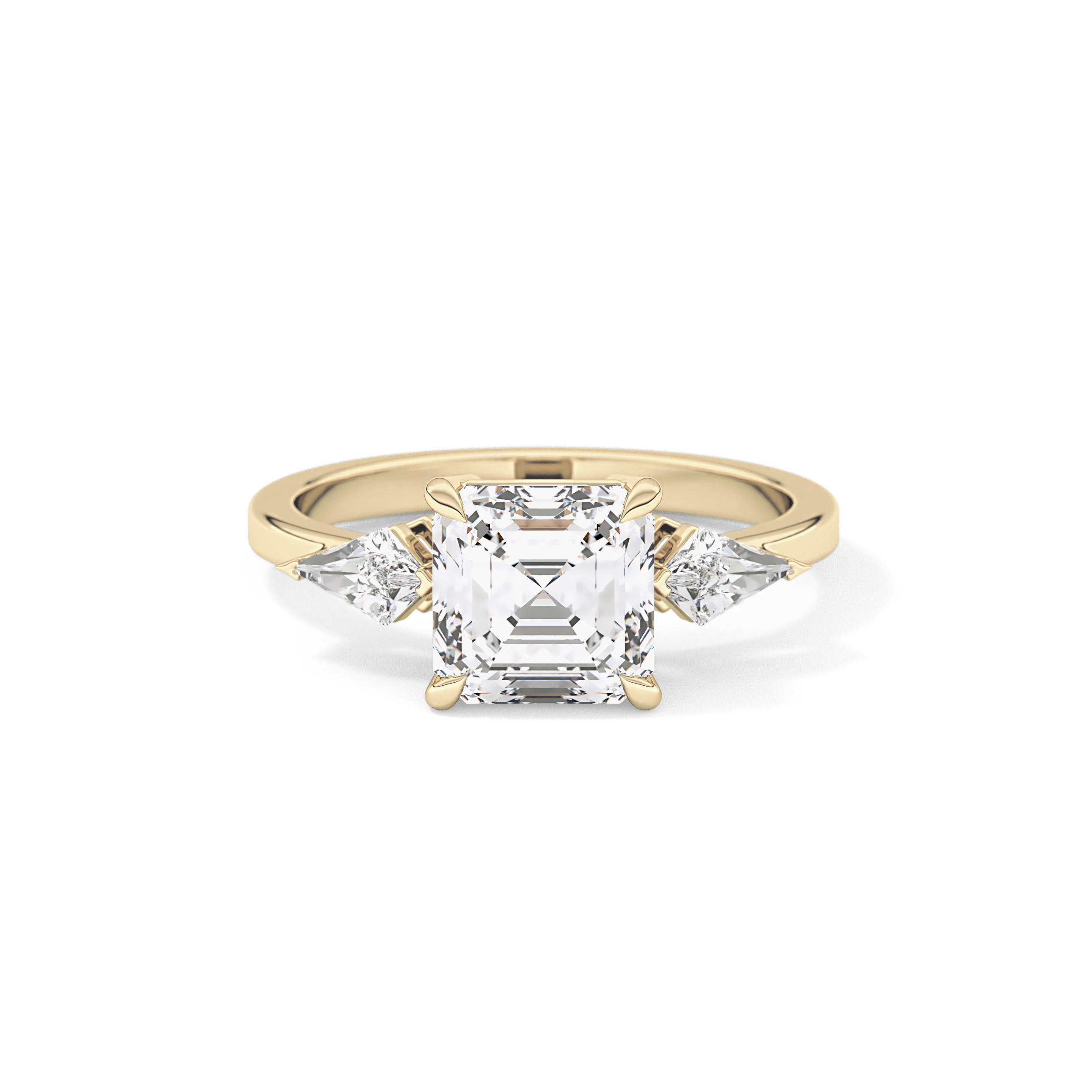 Asscher Three Stone Lab Grown Diamond Engagement Ring