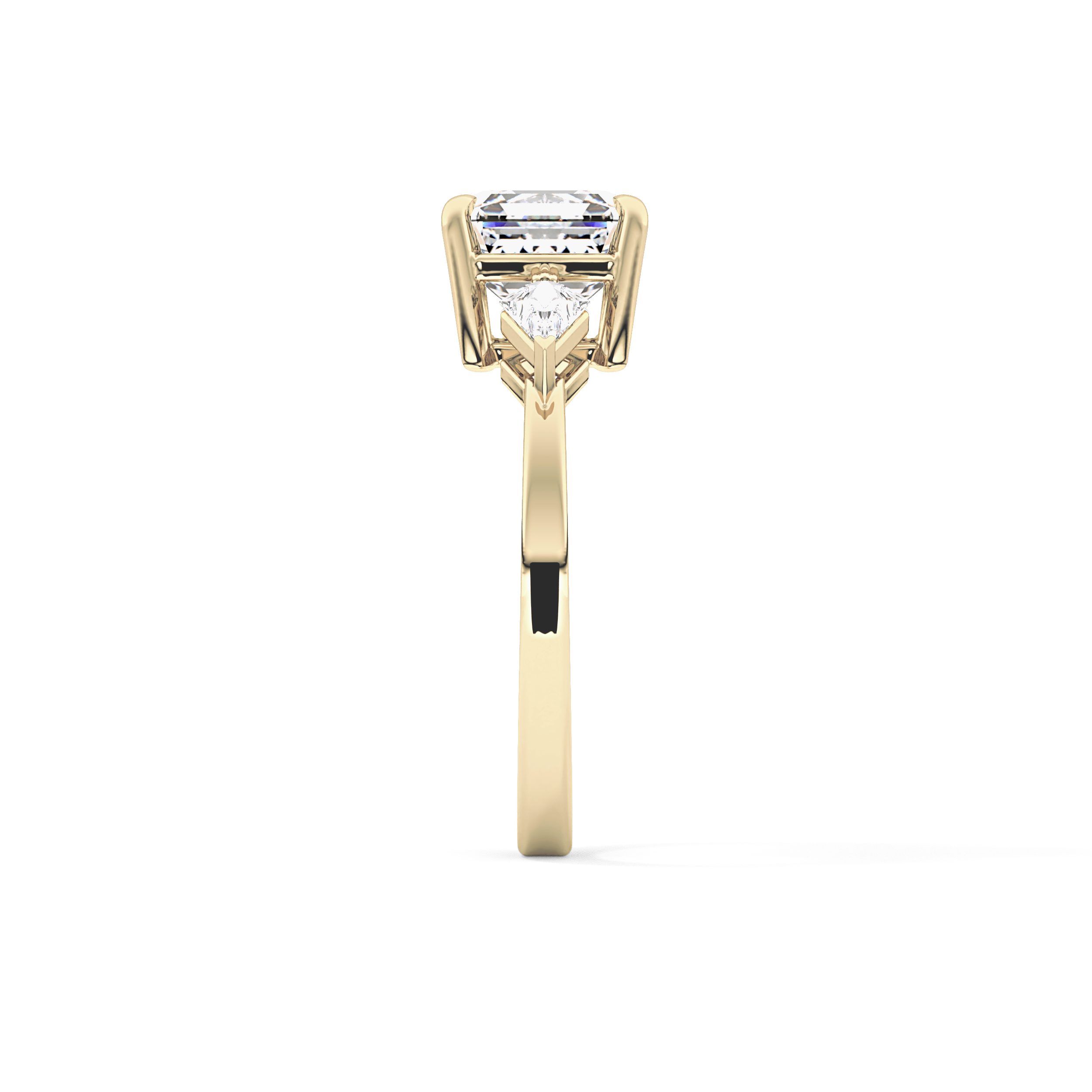 Asscher Three Stone Lab Grown Diamond Engagement Ring